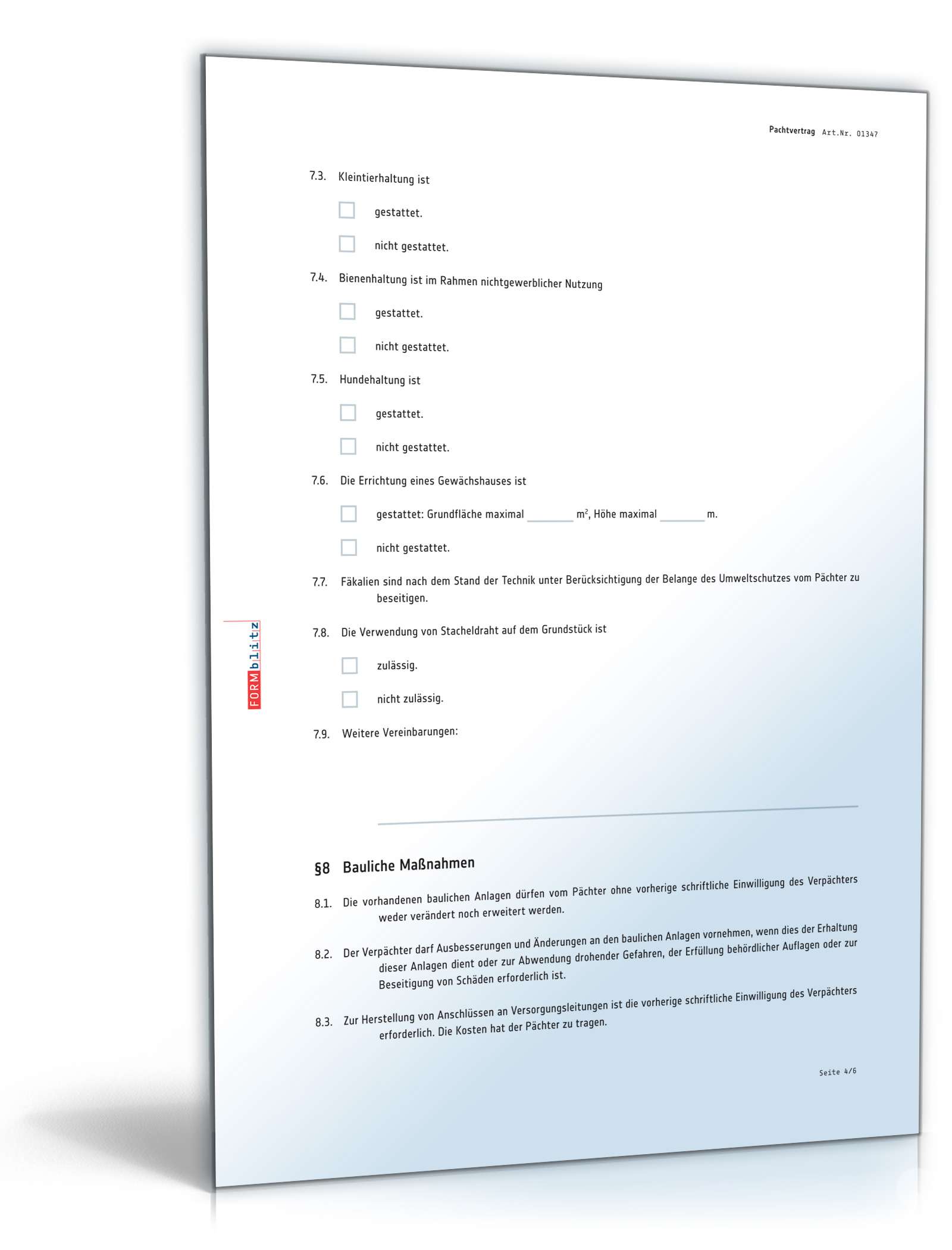 Pachtvertrag Grundstück PDF. Seite: 4