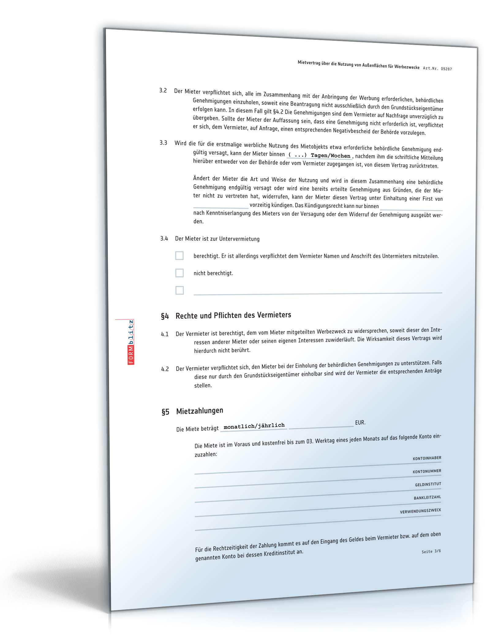 Mietvertrag Werbefläche PDF. Seite: 3