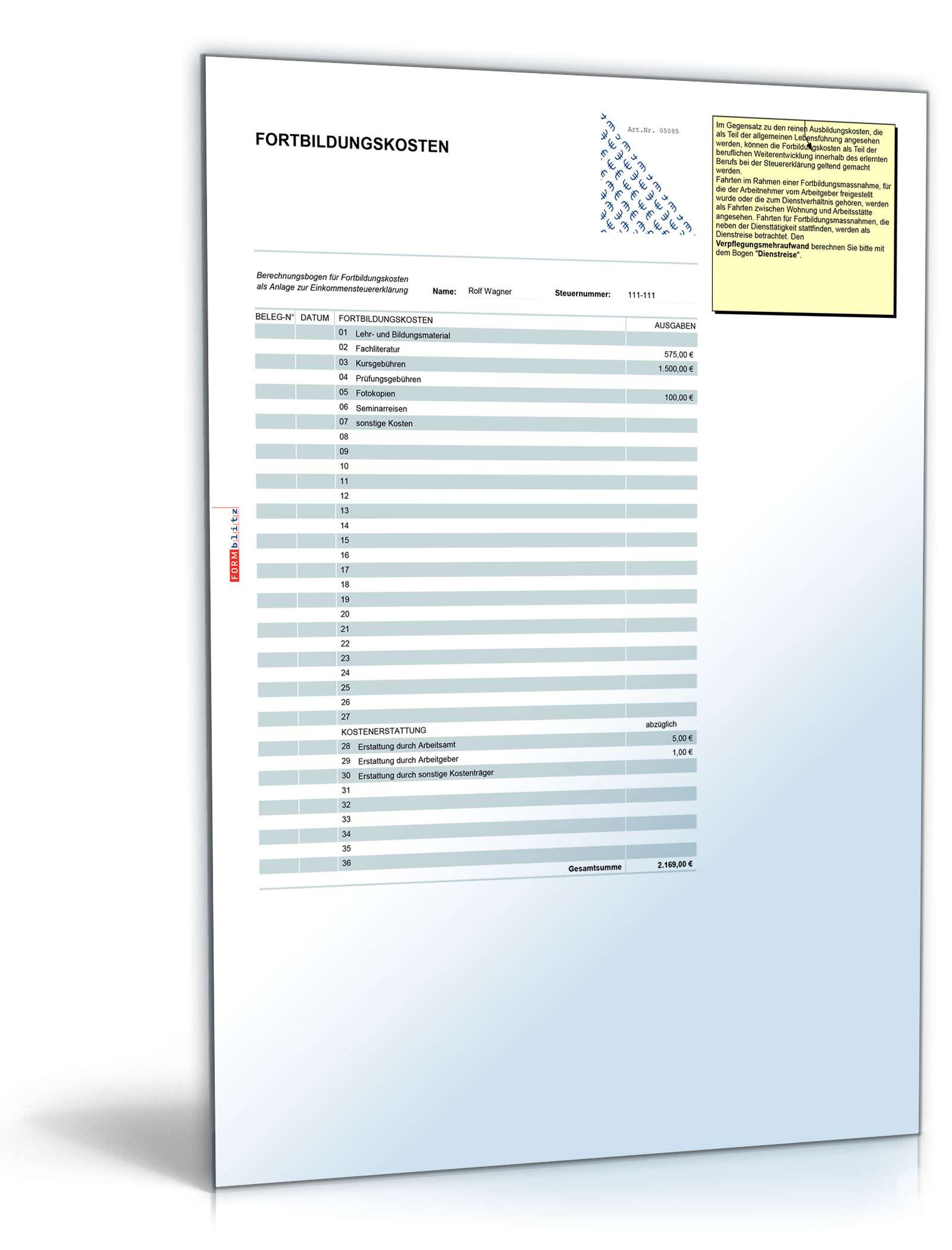 Toolbox Steuer Excel. Seite: 9