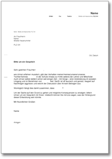 Lehrer-Eltern-Gespräch Sozialverhalten Word