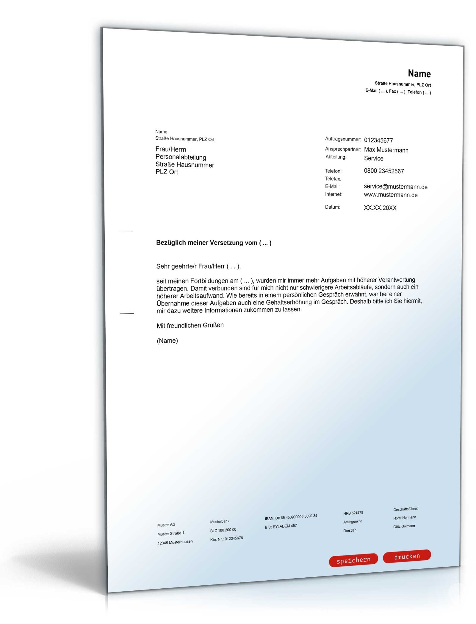 Musterbrief Gehaltserhöhung PDF