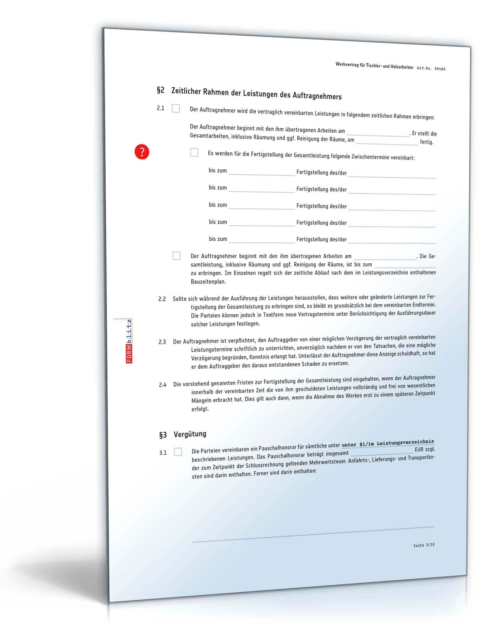 Werkvertrag Tischler PDF. Seite: 3