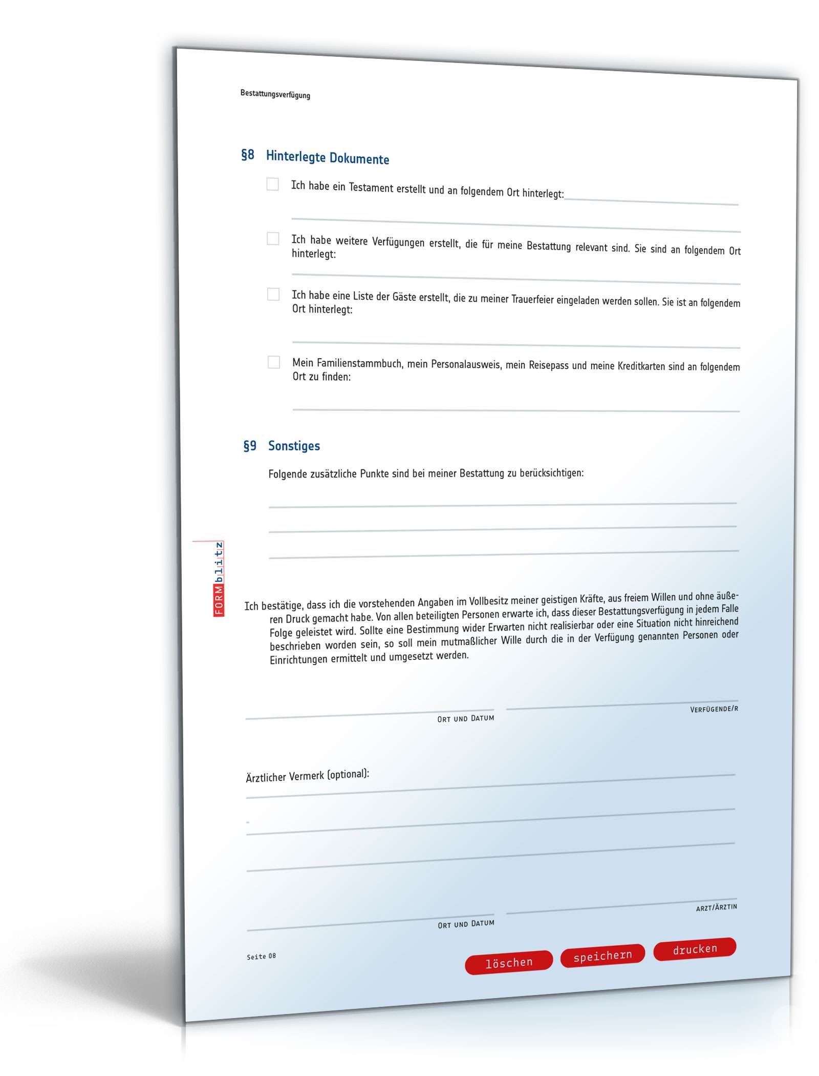 Bestattungsverfügung PDF. Seite: 9