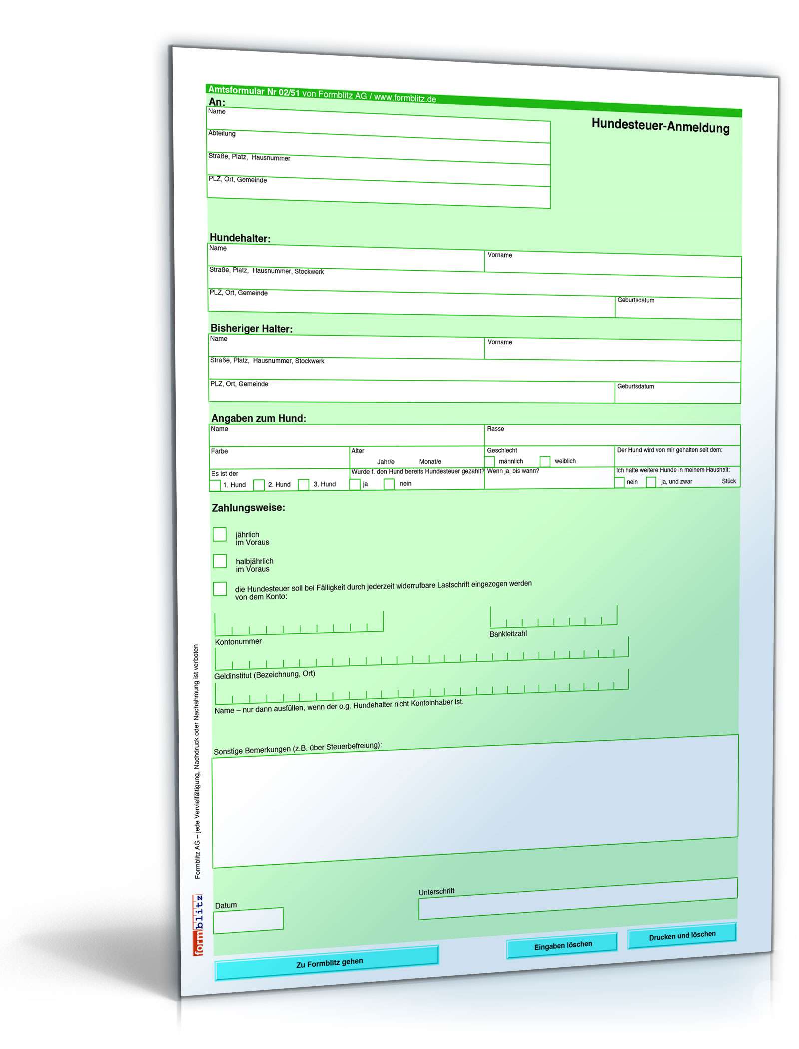 Anmeldung Hundesteuer PDF