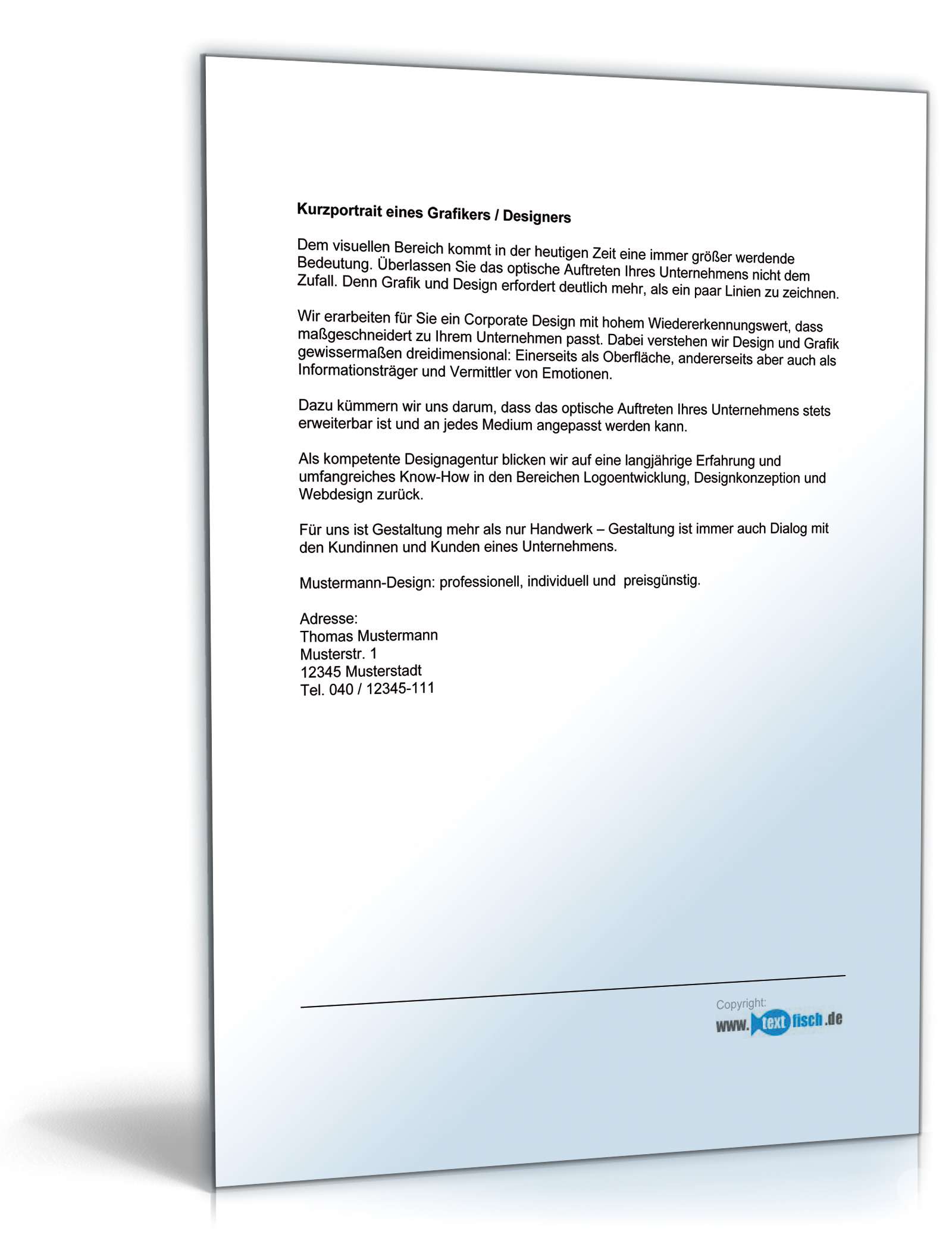 Begleitbrief zum Werbebrief eines Grafikers