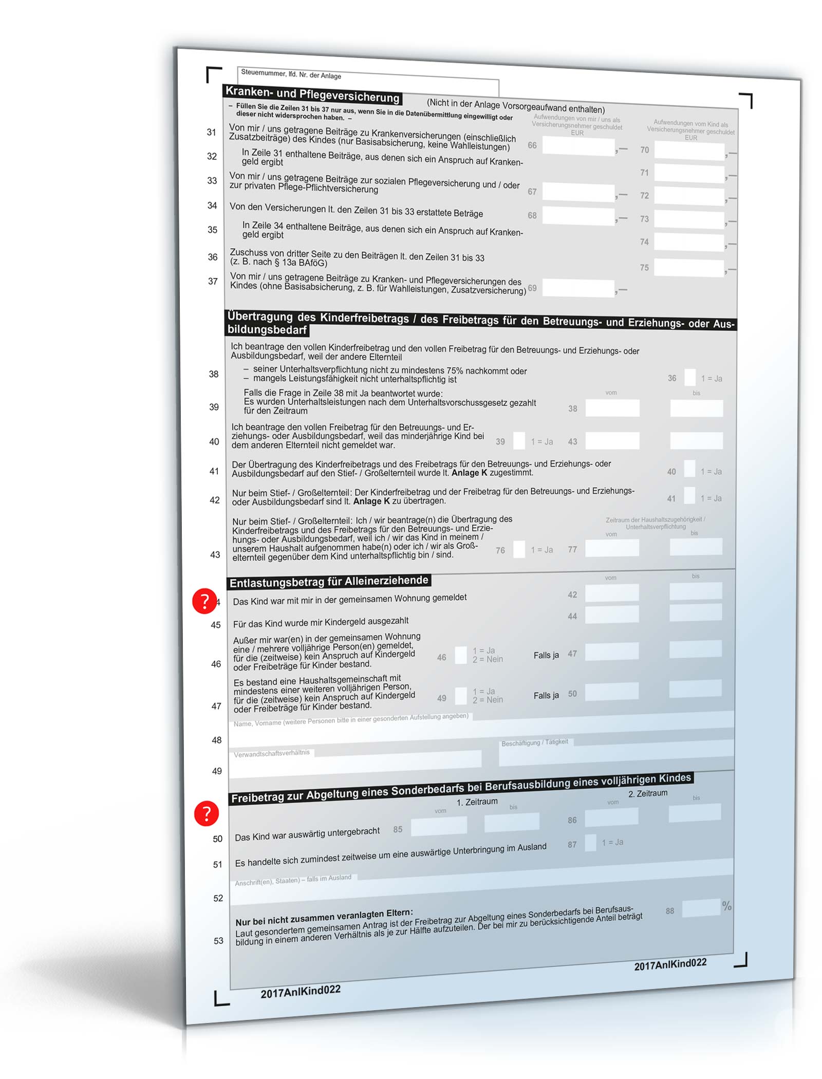 Anlage Kind 2017 PDF. Seite: 2