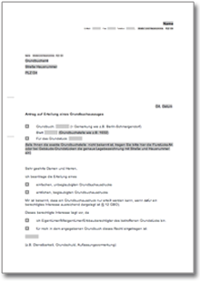 Antrag auf Erteilung eines Grundbuchausdrucks Word