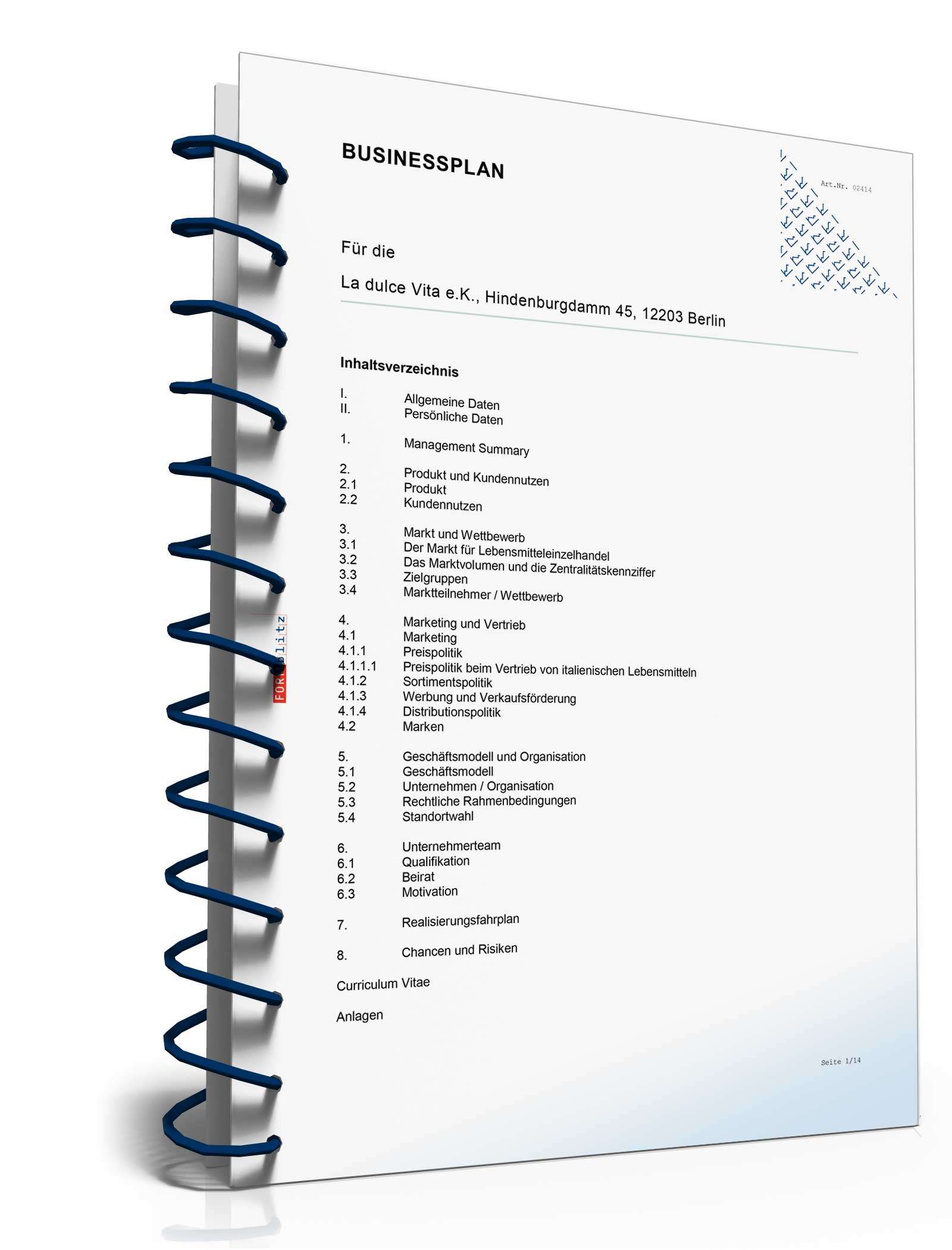 Businessplan Einzelhandel Excel. Seite: 2
