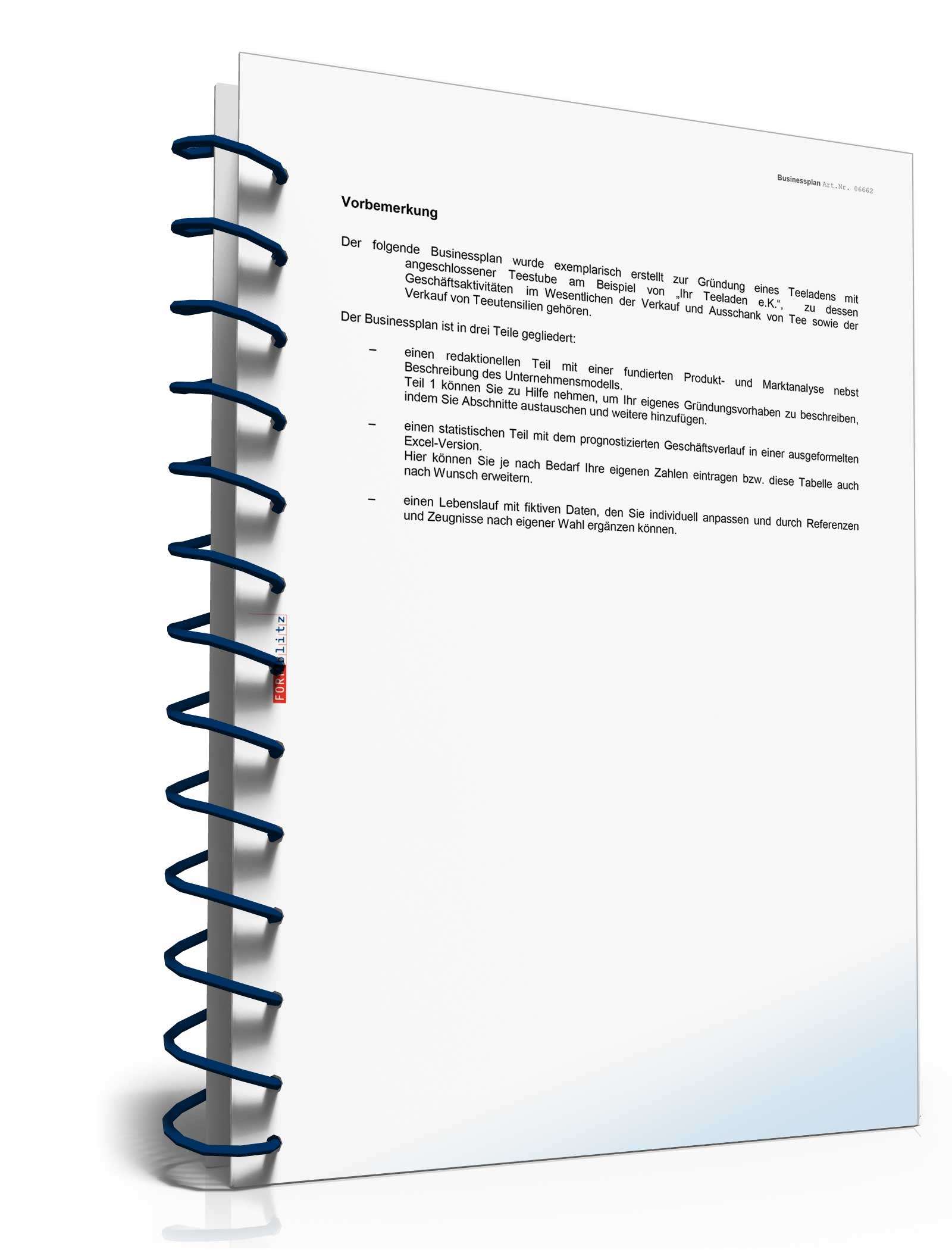 Businessplan Teeladen mit Teestube Excel. Seite: 3