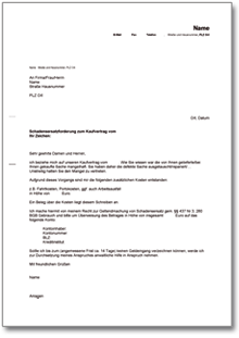 Schadensersatzforderung nach Umtausch einer mangelhaften Sache Word