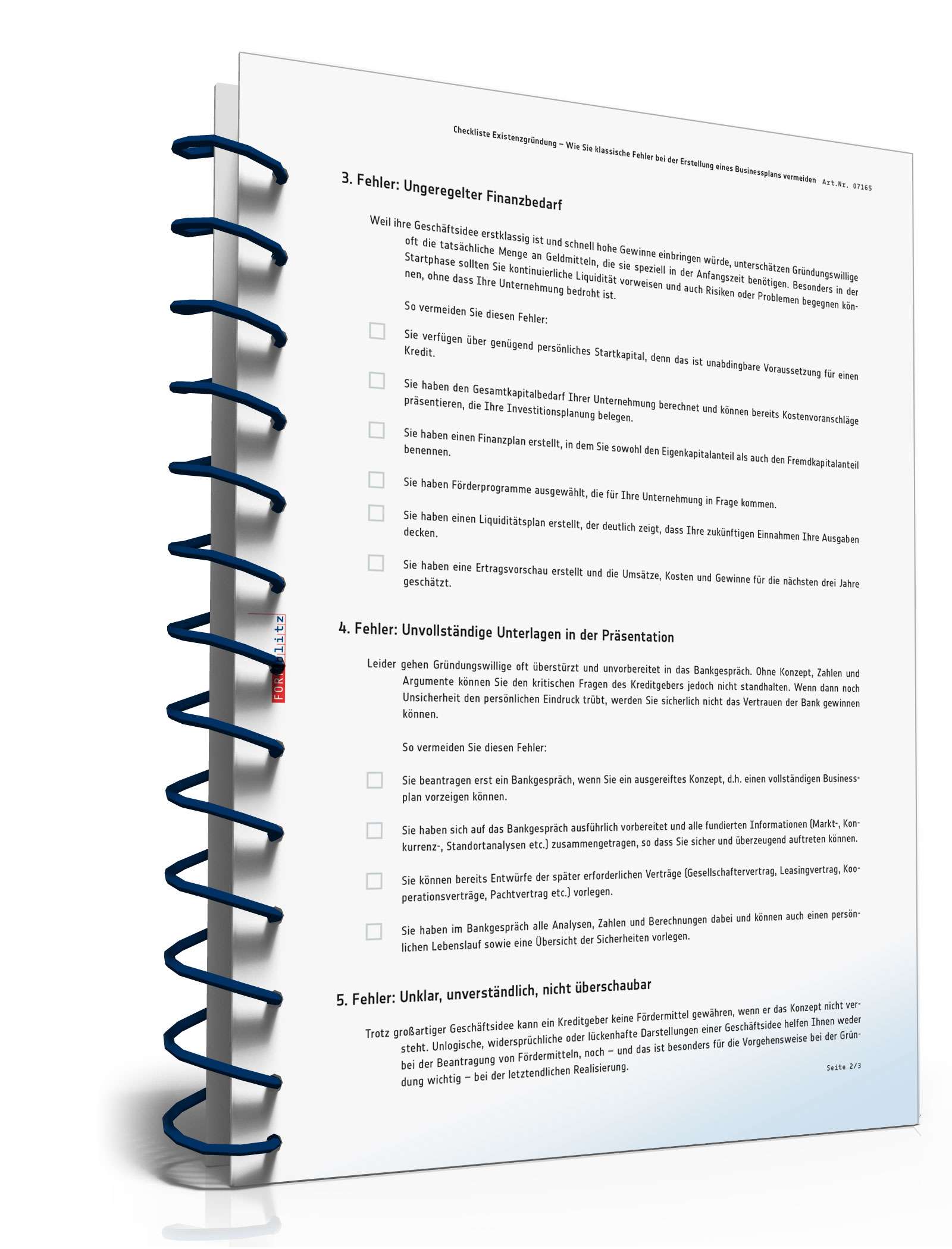 Checkliste Businessplan PDF. Seite: 2