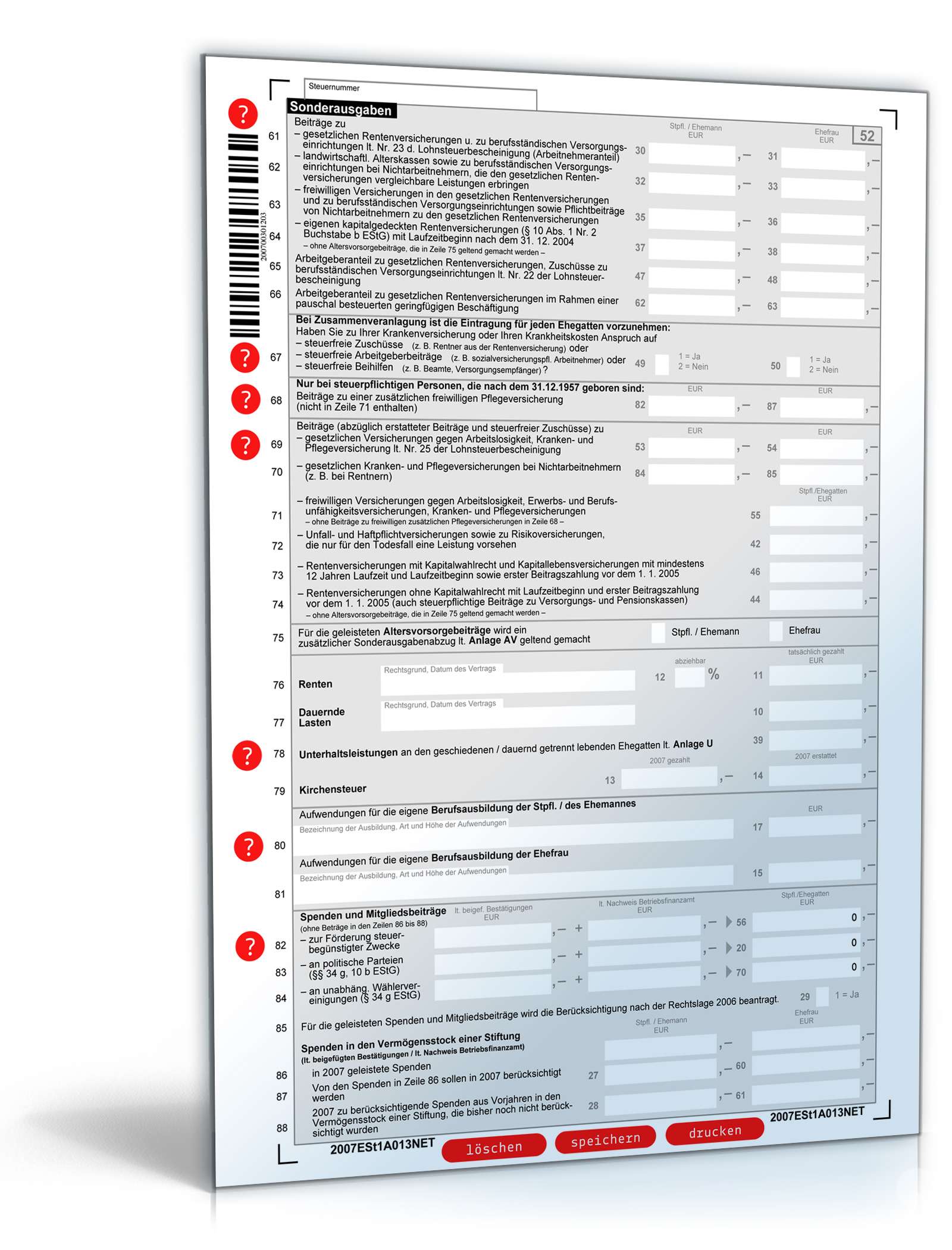 Einkommensteuererklärung 2007 PDF. Seite: 3
