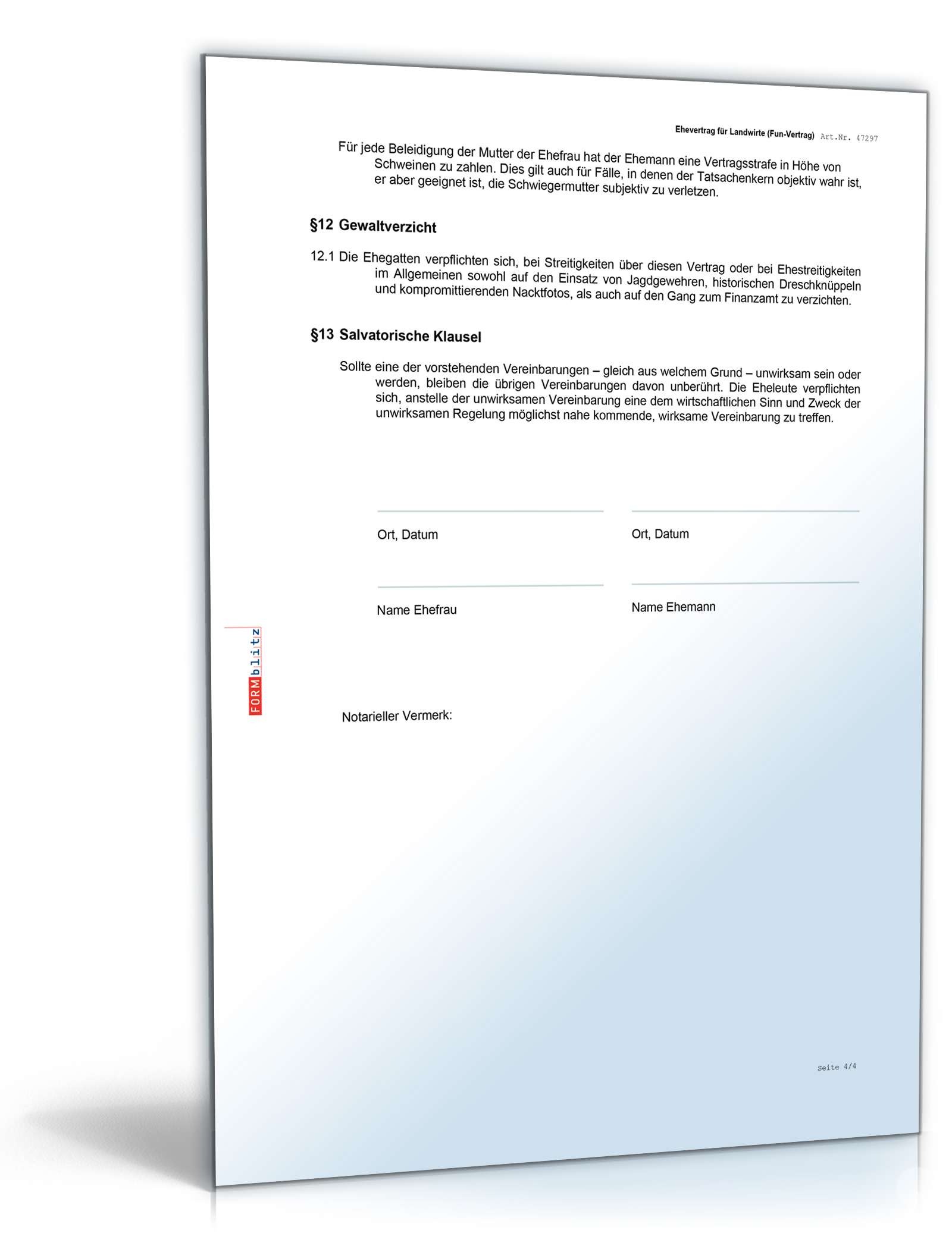 Ehevertrag Landwirte Fun-Vertrag Word. Seite: 4