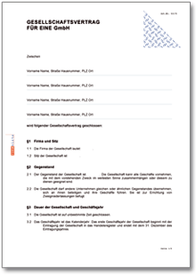 GmbH-Gesellschaftsvertrag Word