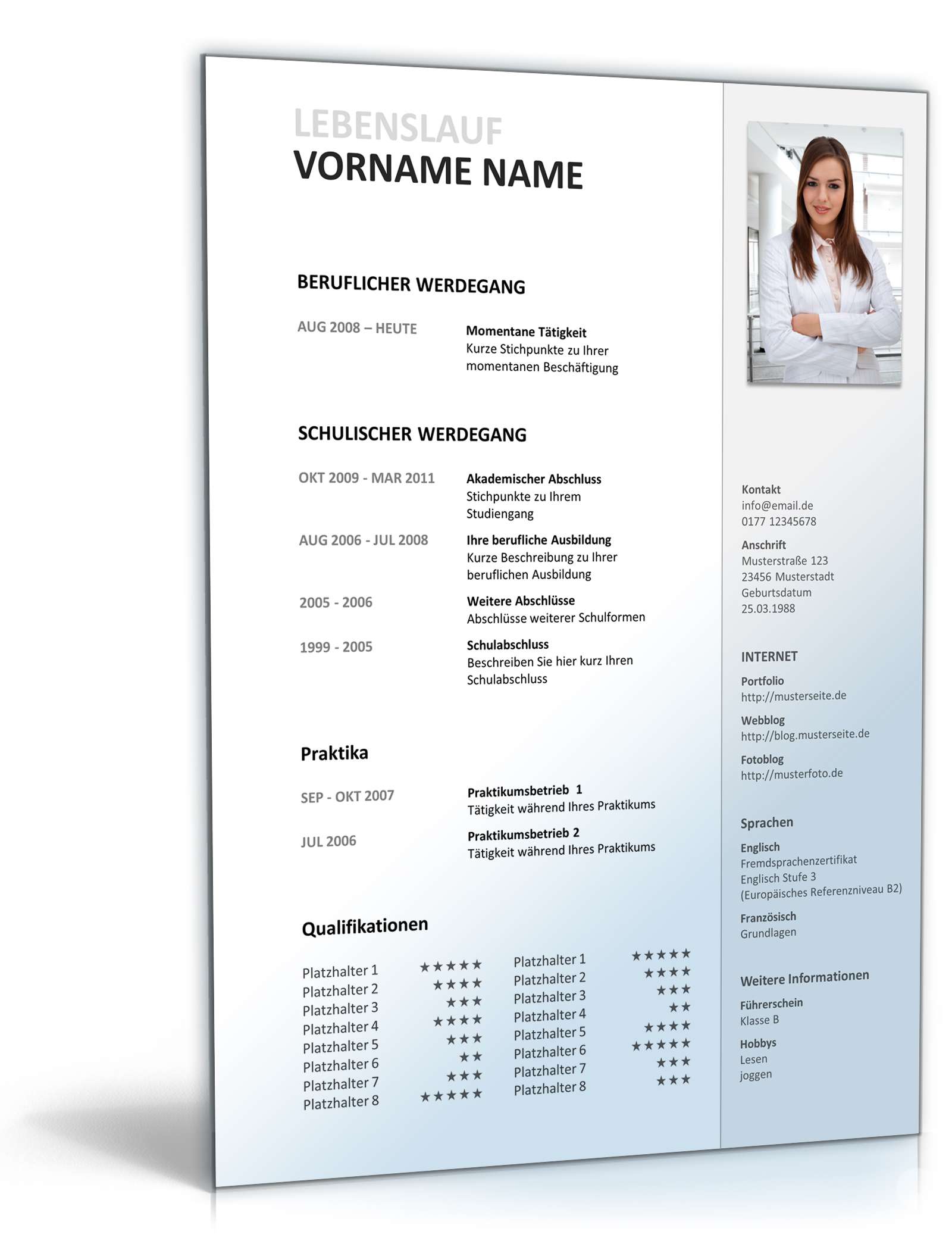 PowerPoint Vorlage Kreative Bewerbung Ingenieur Excel. Seite: 3