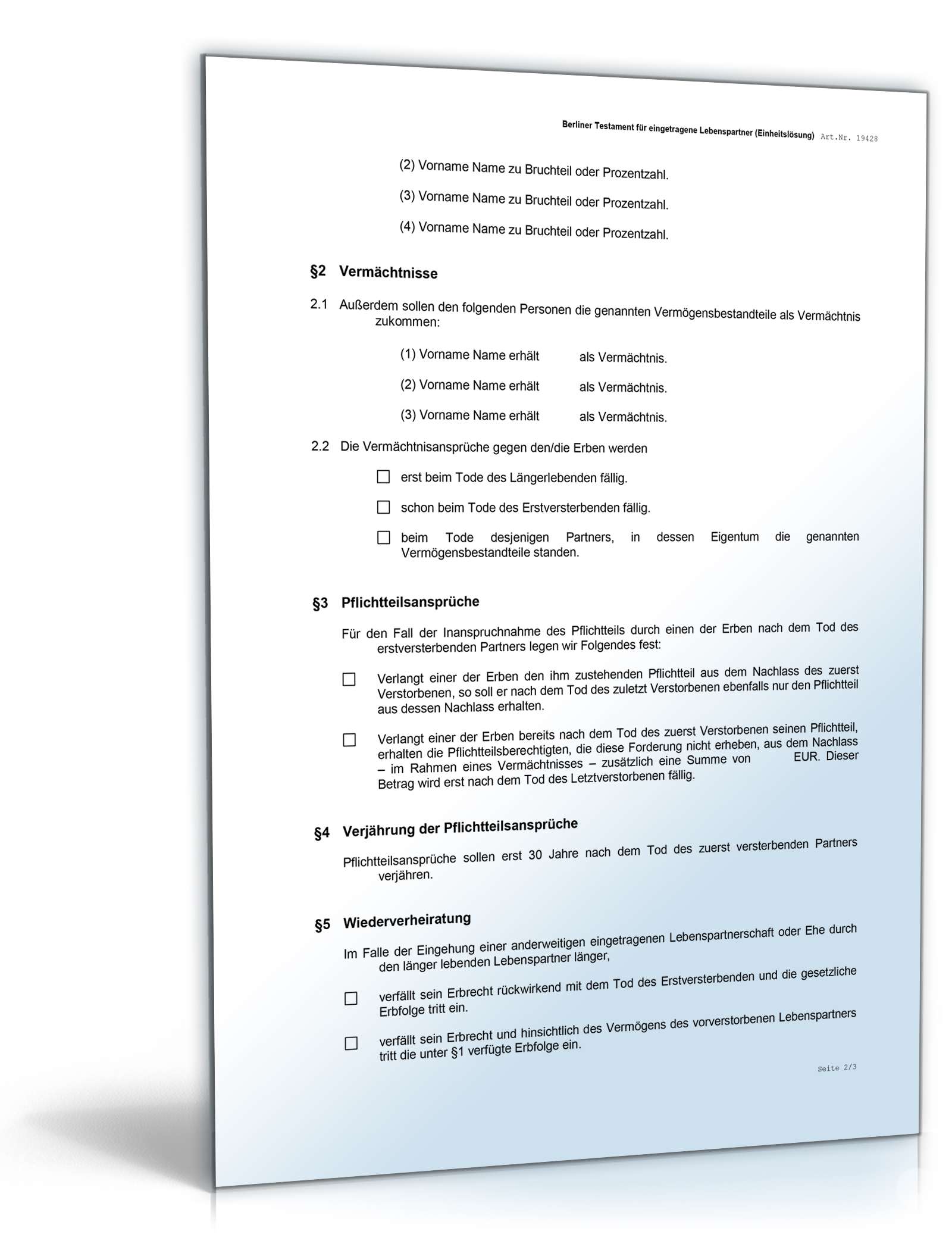 Berl. Testament eingetragene Lebenspartner Einheitslösung Word. Seite: 3