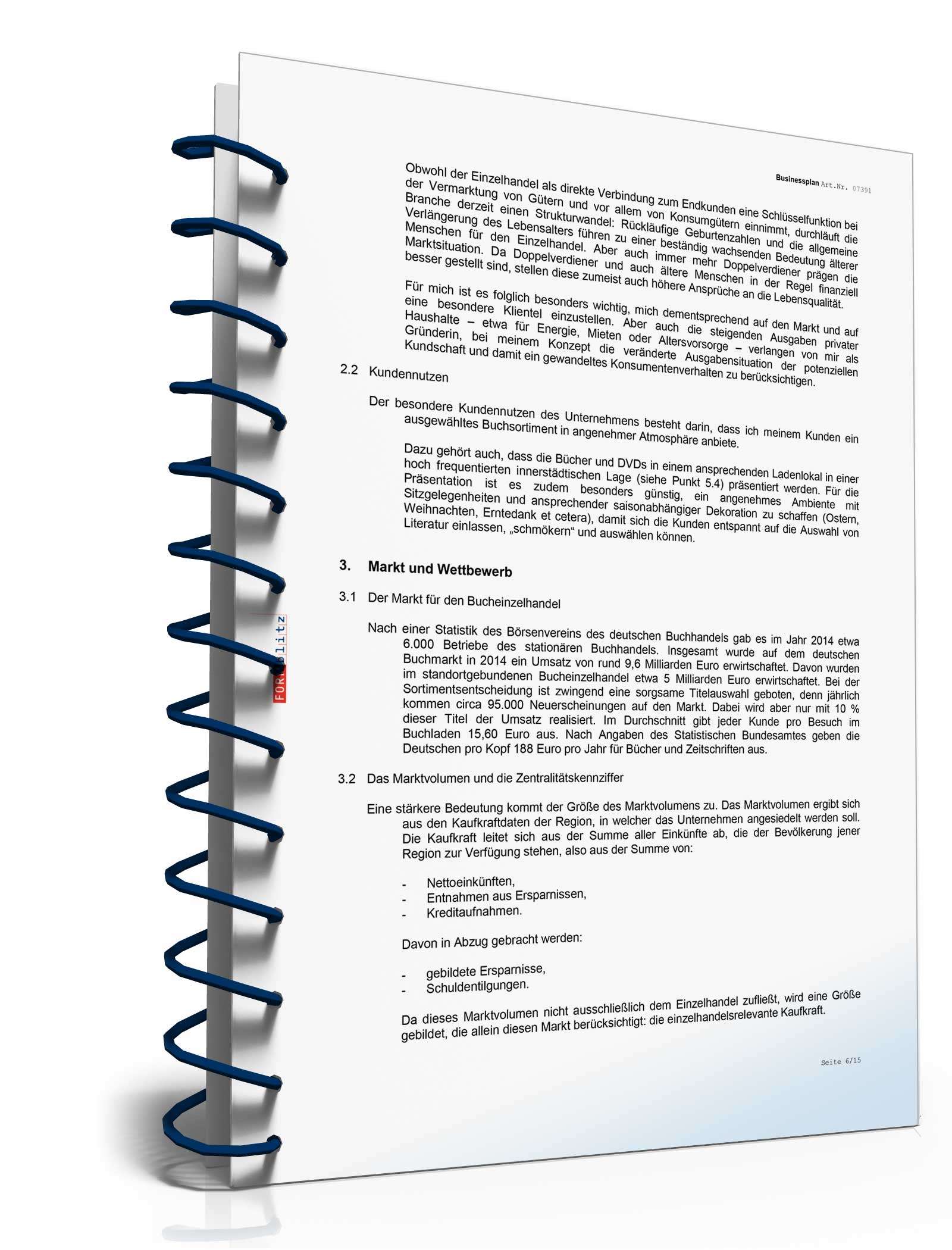 Businessplan Buchhandlung Excel. Seite: 6