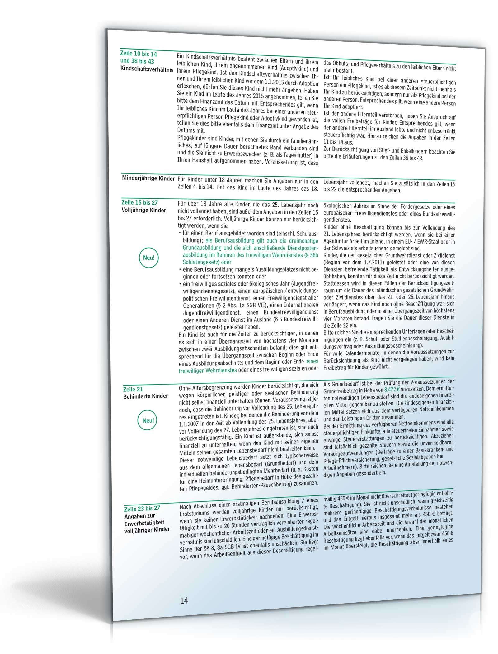 Anleitung zur Einkommensteuererklärung 2015 PDF. Seite: 14