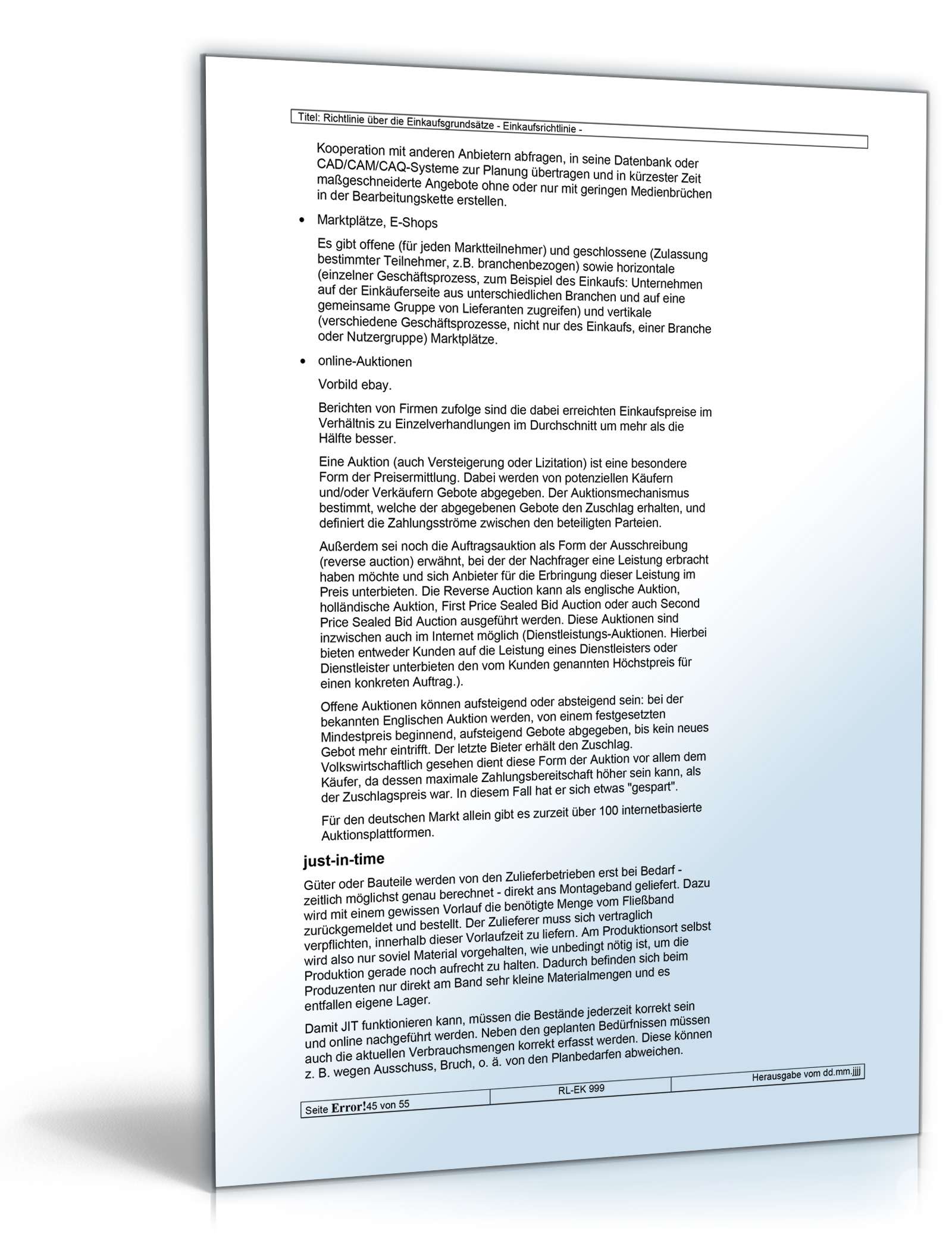 Richtlinien über die Einkaufsgrundsätze Word. Seite: 45