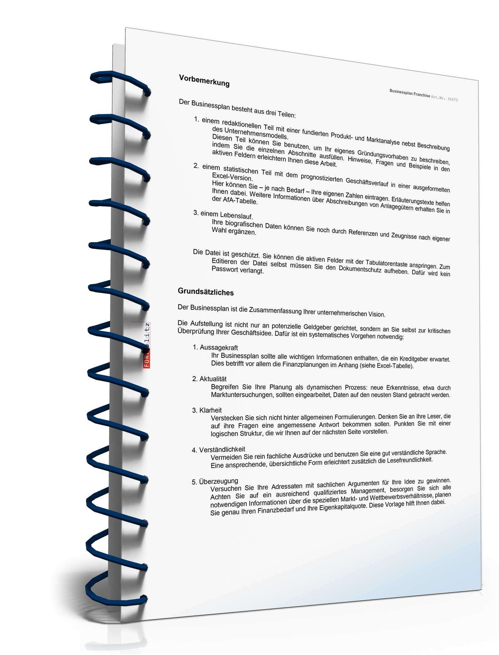 Businessplan Franchise (allgemein) Excel. Seite: 5