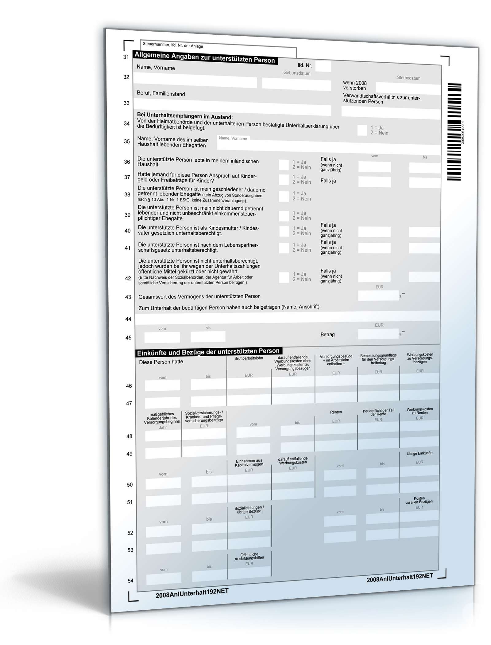 Anlage Unterhalt 2008 PDF. Seite: 2