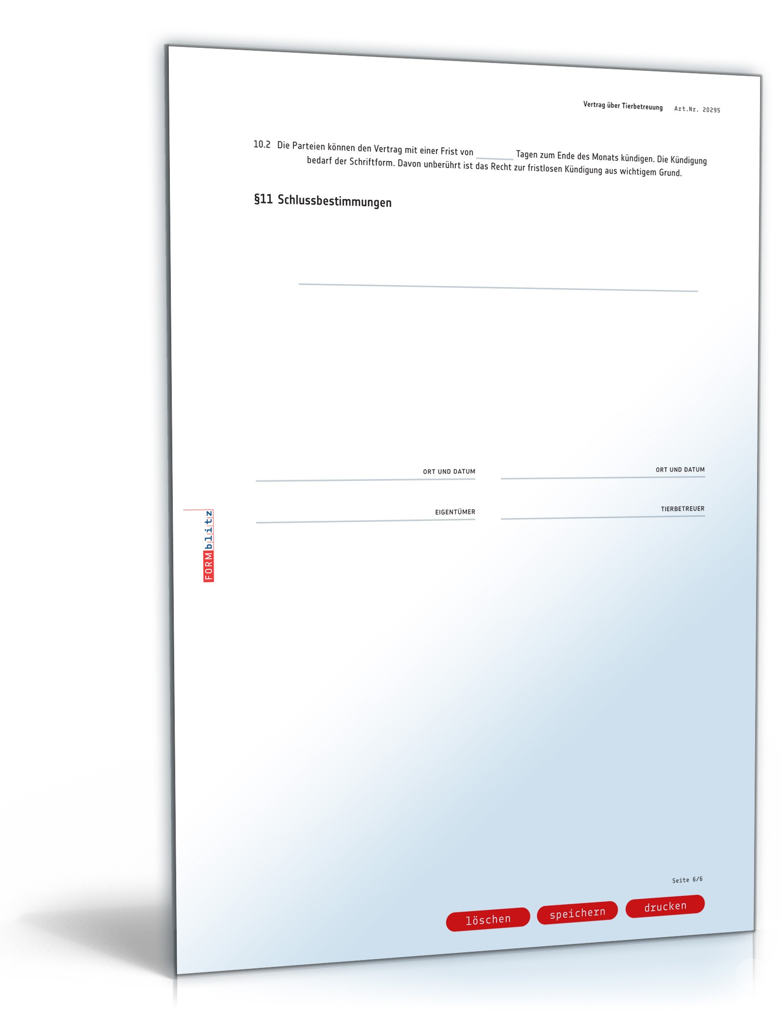 Vertrag Tierbetreuung PDF. Seite: 6