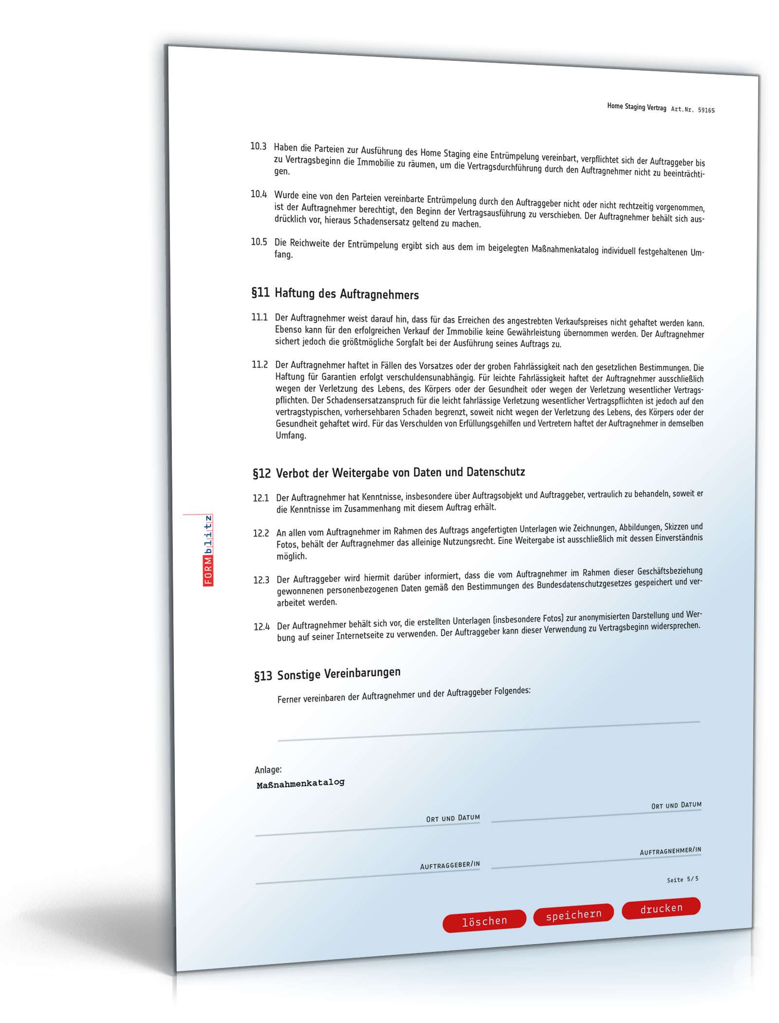 Home Staging Vertrag  Excel. Seite: 5