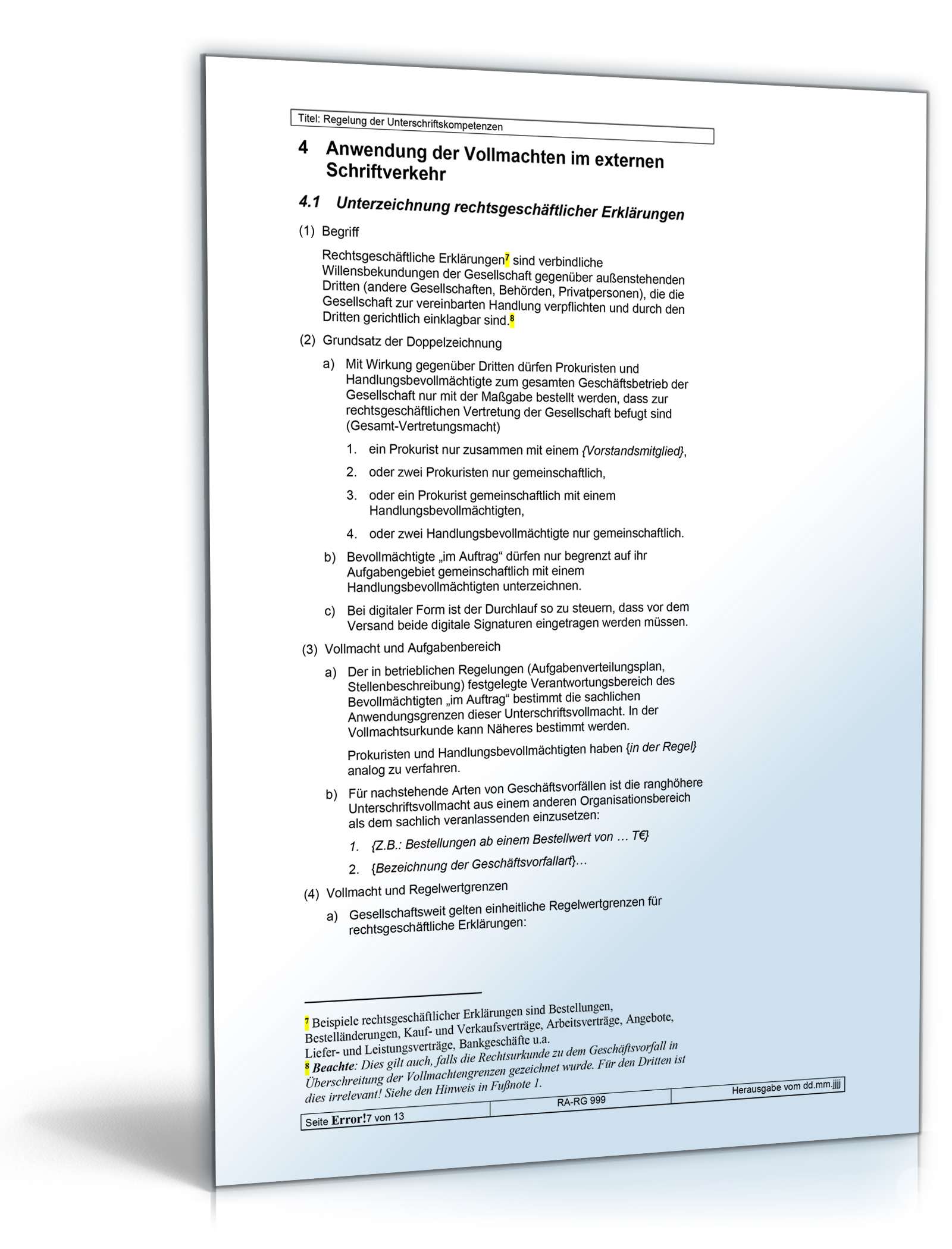 Regelung der Unterschriftskompetenzen Word. Seite: 7