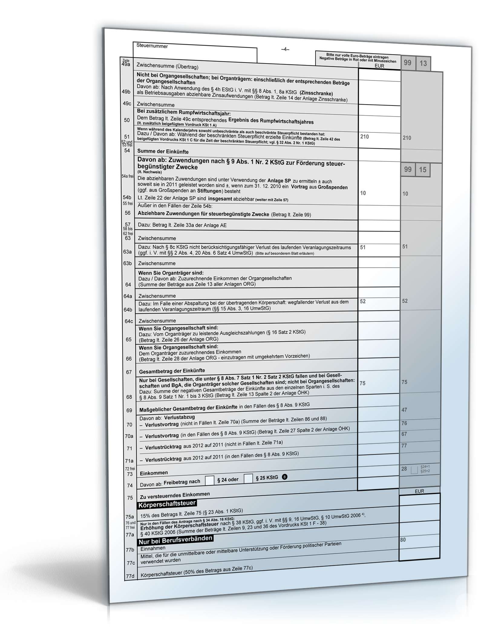 Körperschaftsteuererklärung 2011 KSt I A | Formular zum Download