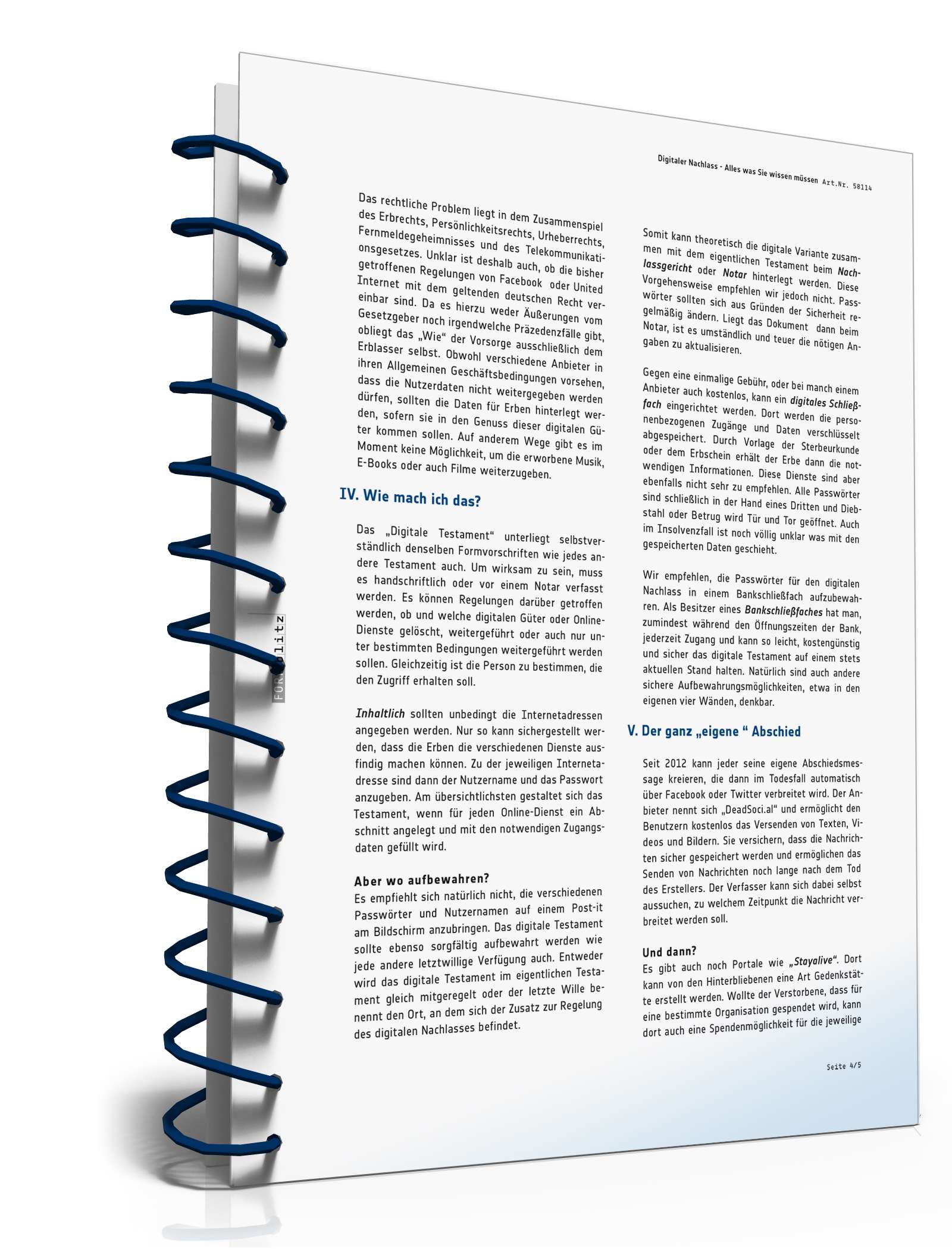 Digitales Testament plus Ratgeber Excel. Seite: 11