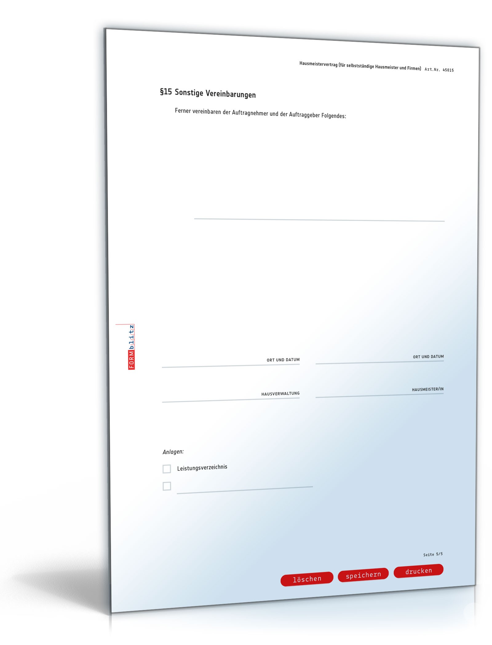 Vertrag selbständiger Hausmeister PDF. Seite: 5