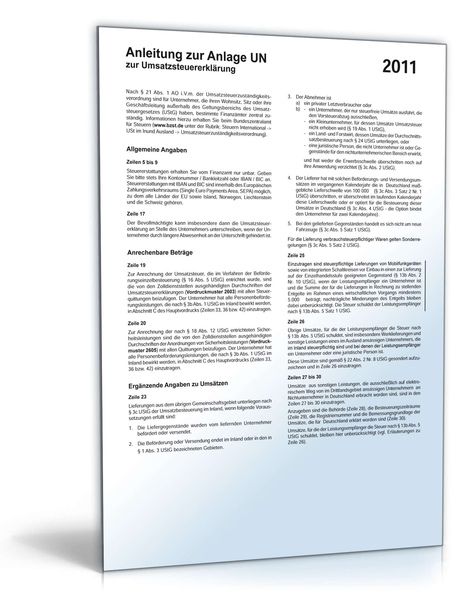 Anlagen zur Umsatzsteuererklärung 2011 PDF. Seite: 4