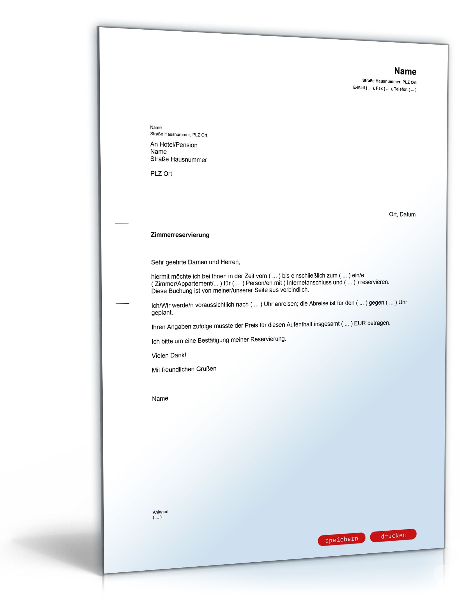 Zimmerreservierung PDF