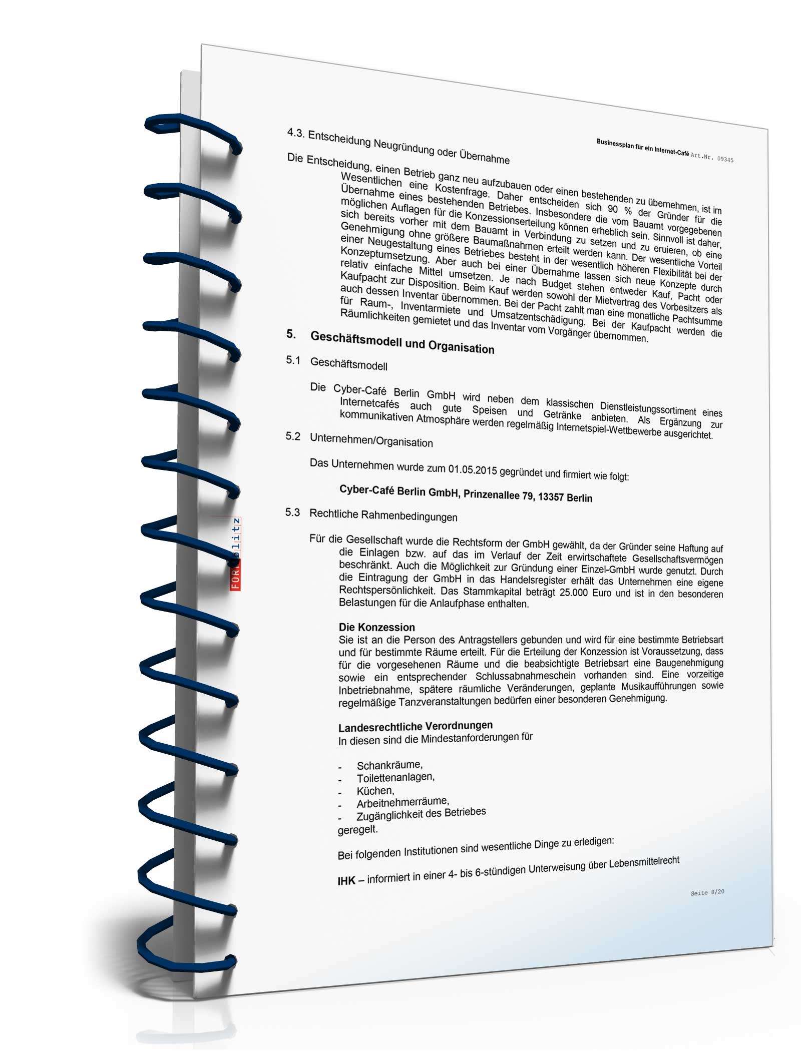 Businessplan Internetcafé Excel. Seite: 11