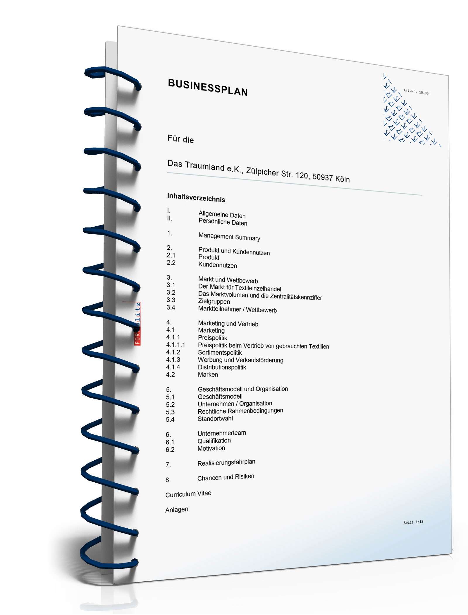 Businessplan Second-Hand-Laden Excel. Seite: 4