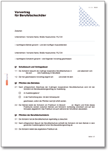 Vorvertrag für Berufsfachschüler Word