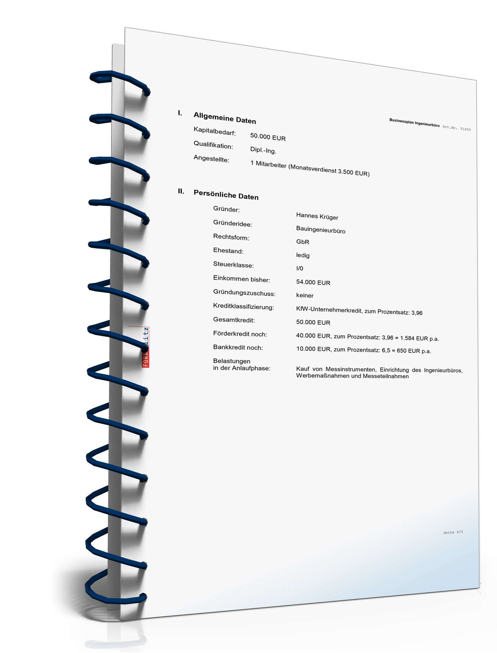 Businessplan Ingenieurbüro Excel. Seite: 2