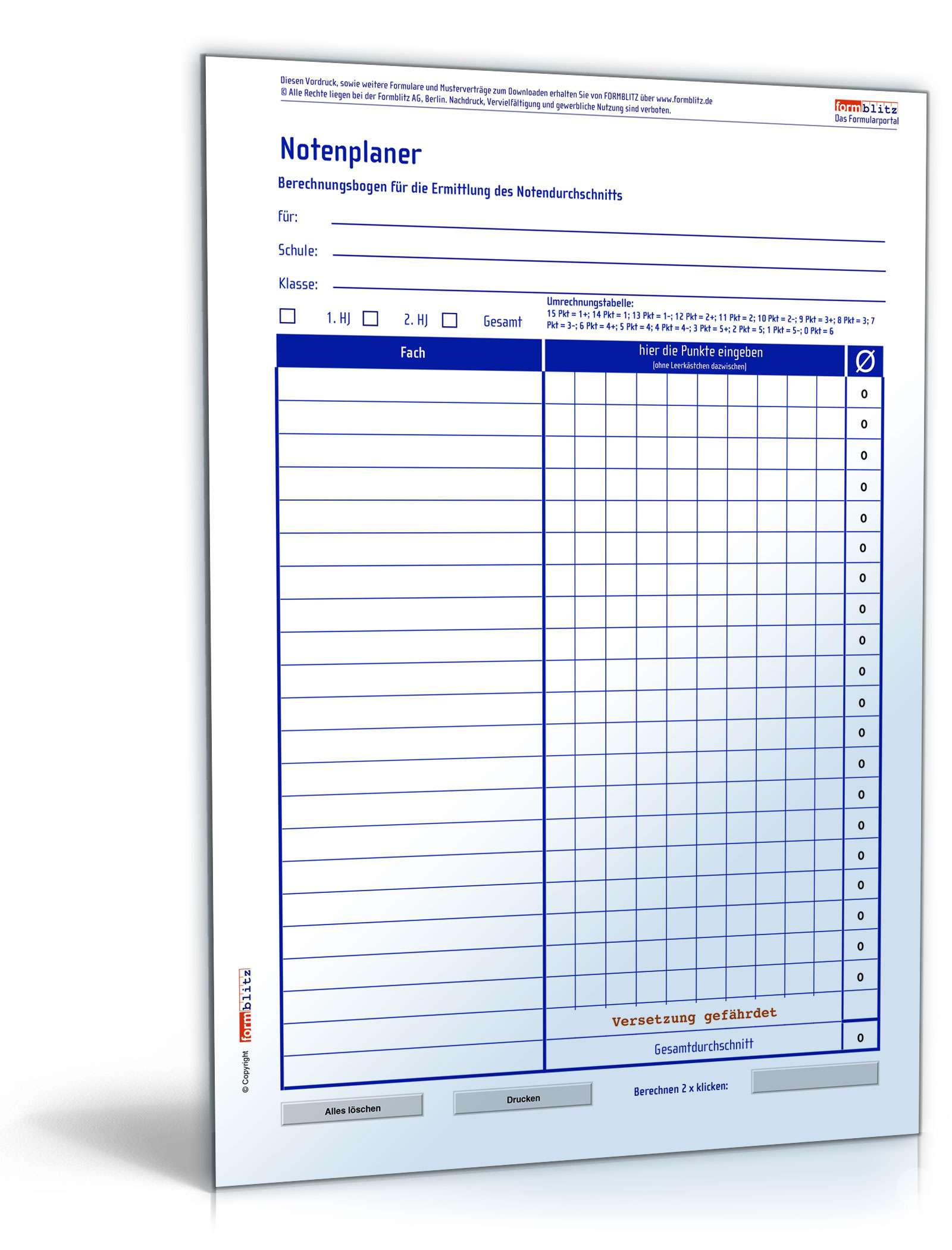 Zeugnis- und Zensurenplaner PDF