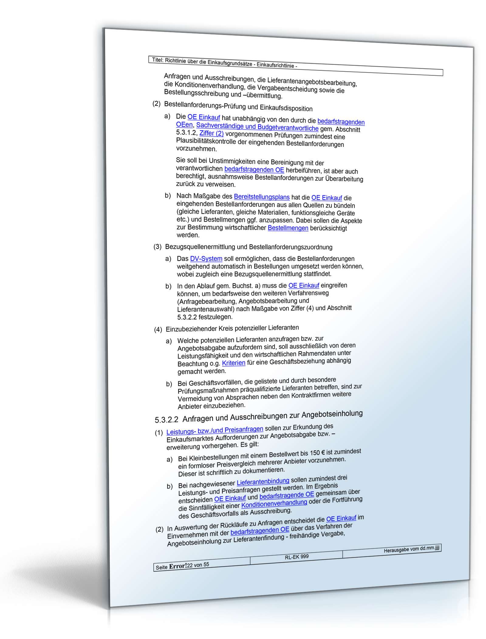 Richtlinien über die Einkaufsgrundsätze Word. Seite: 22