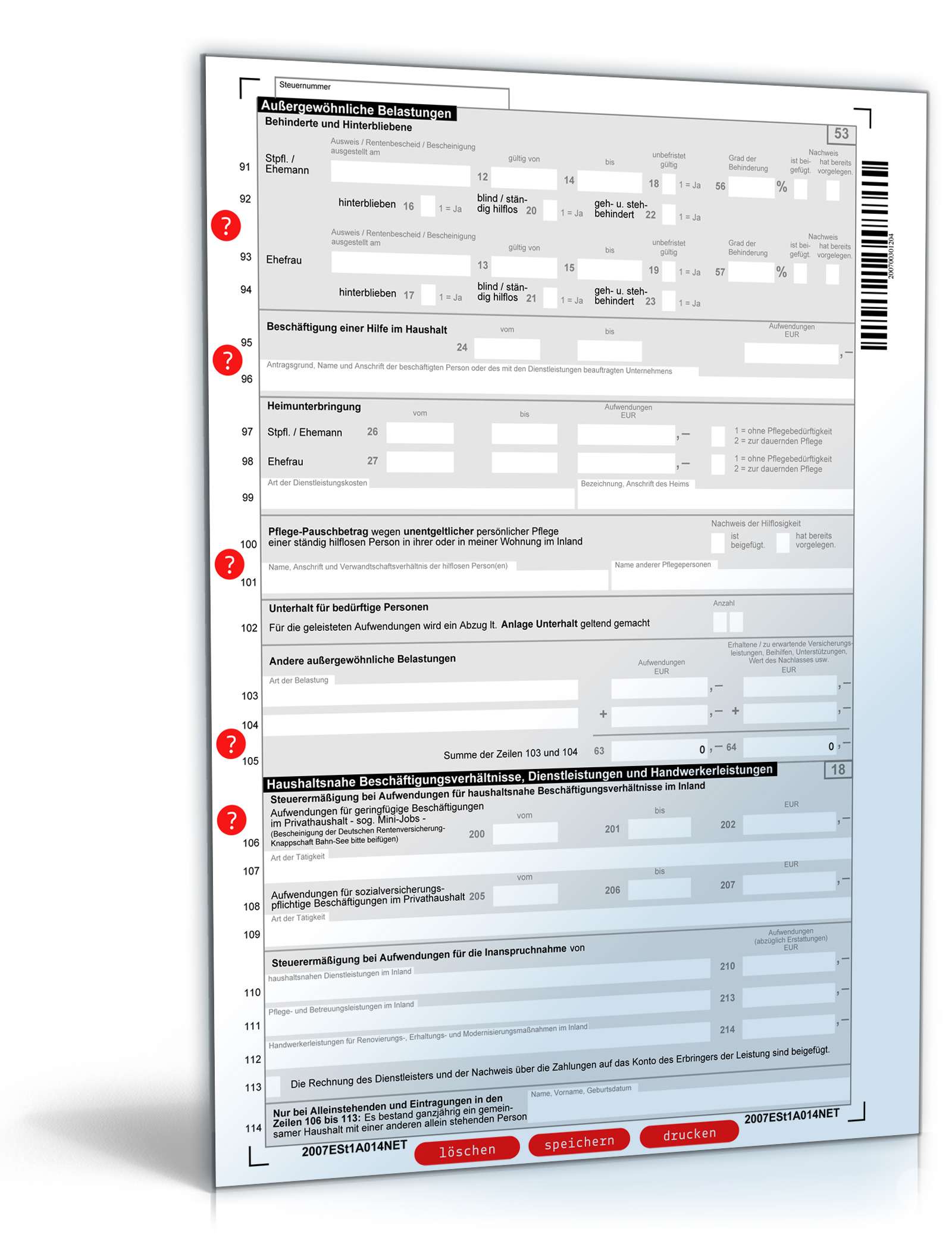 Einkommensteuererklärung 2007 PDF. Seite: 4