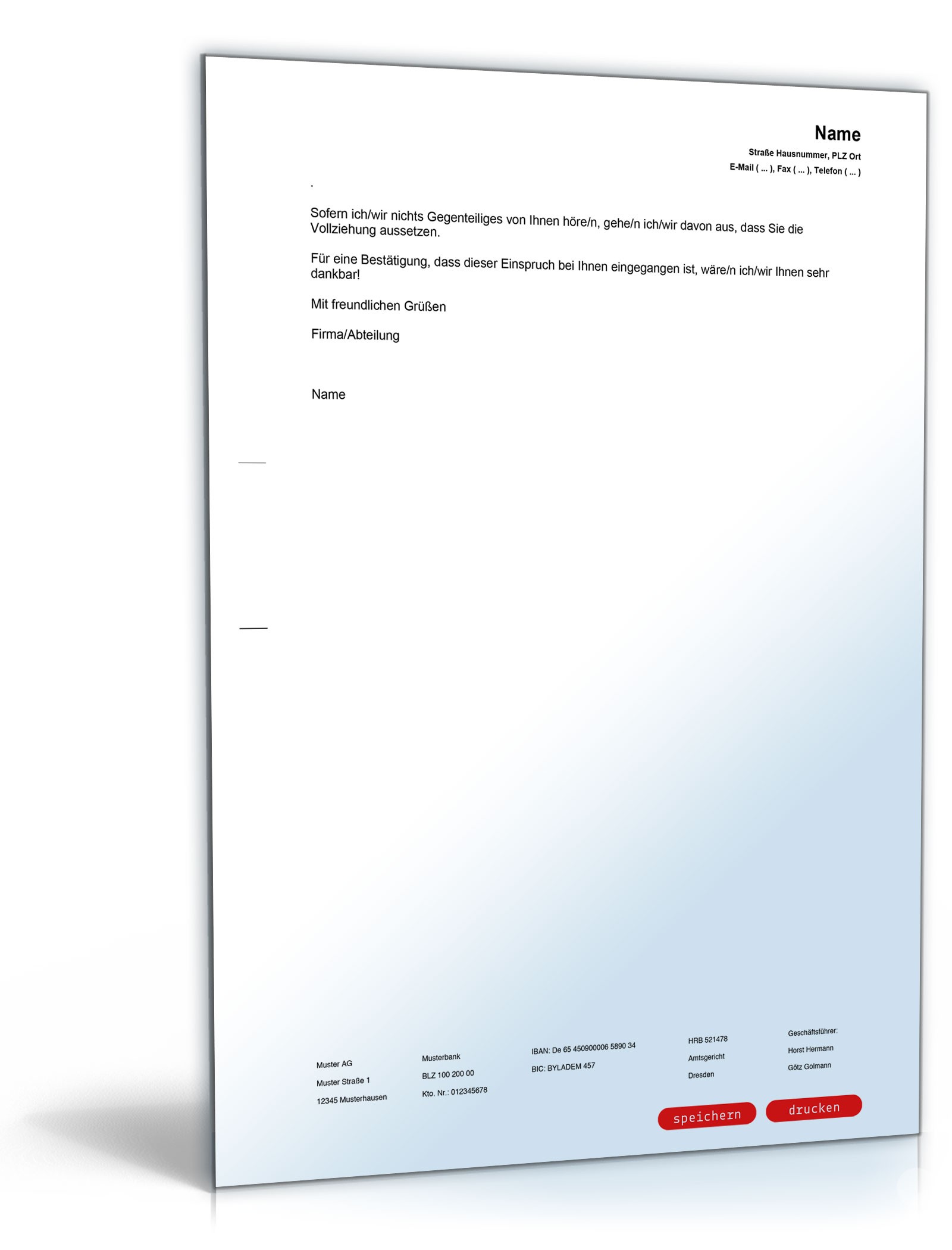 Einspruch gegen Steuerbescheid und Antrag auf Wiedereinsetzung PDF. Seite: 2