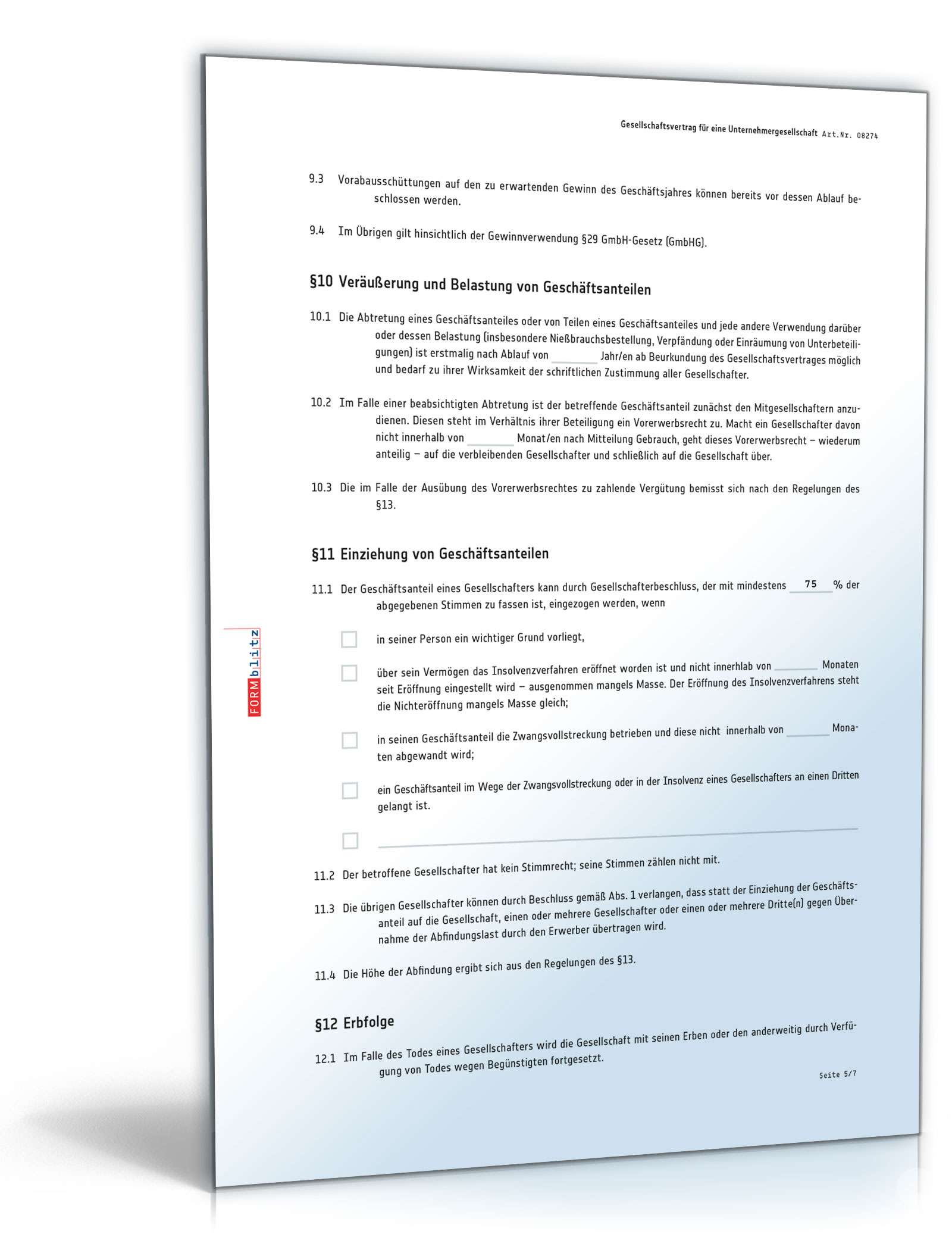 Gesellschaftsvertrag UG PDF. Seite: 5