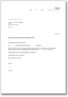 Antrag auf Witwen- und Waisenrente Word