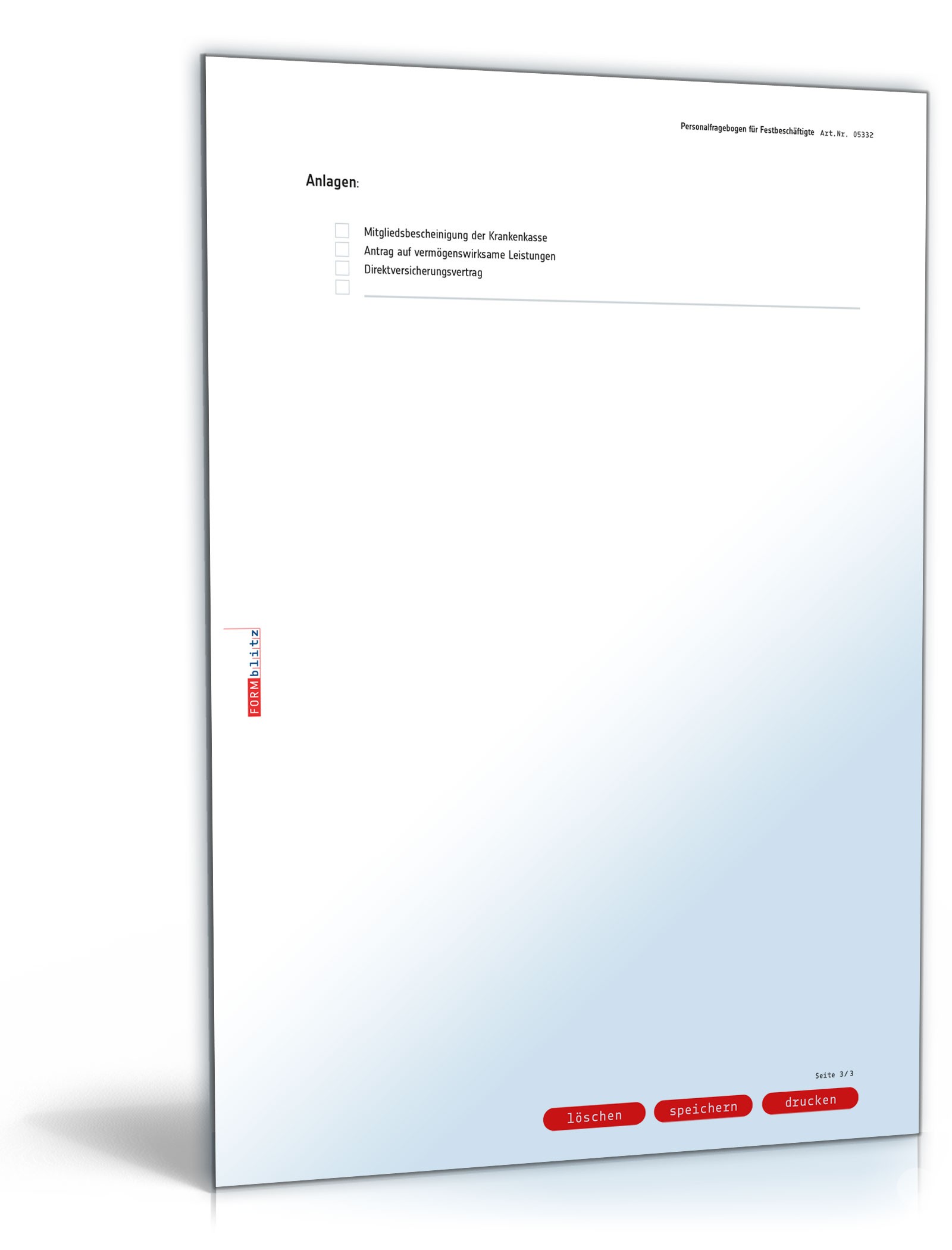 Personalfragebogen für Festbeschäftigte PDF. Seite: 3