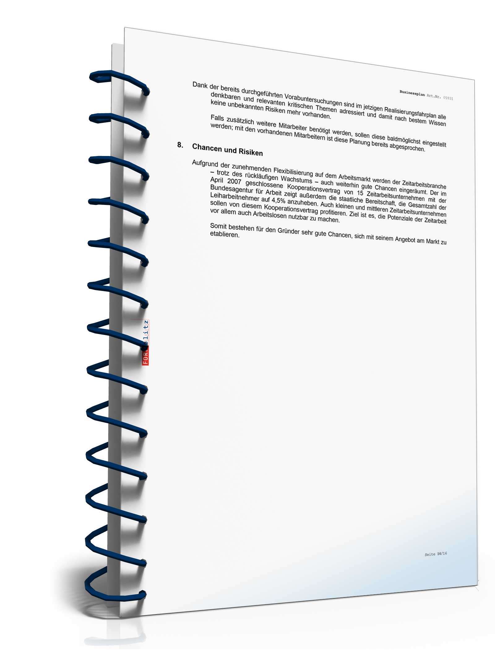 Businessplan Zeitarbeitsfirma Excel. Seite: 7