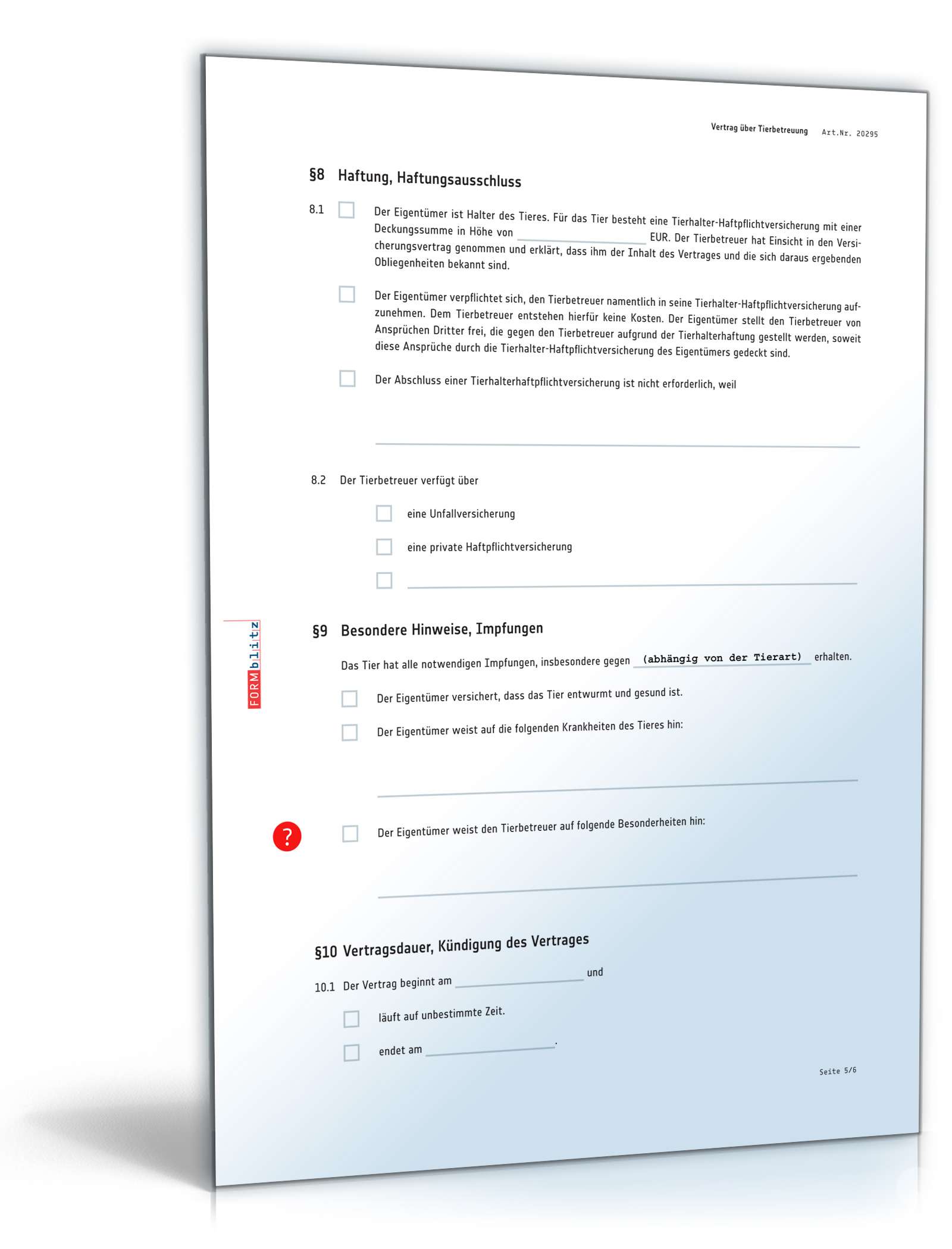 Vertrag Tierbetreuung PDF. Seite: 5