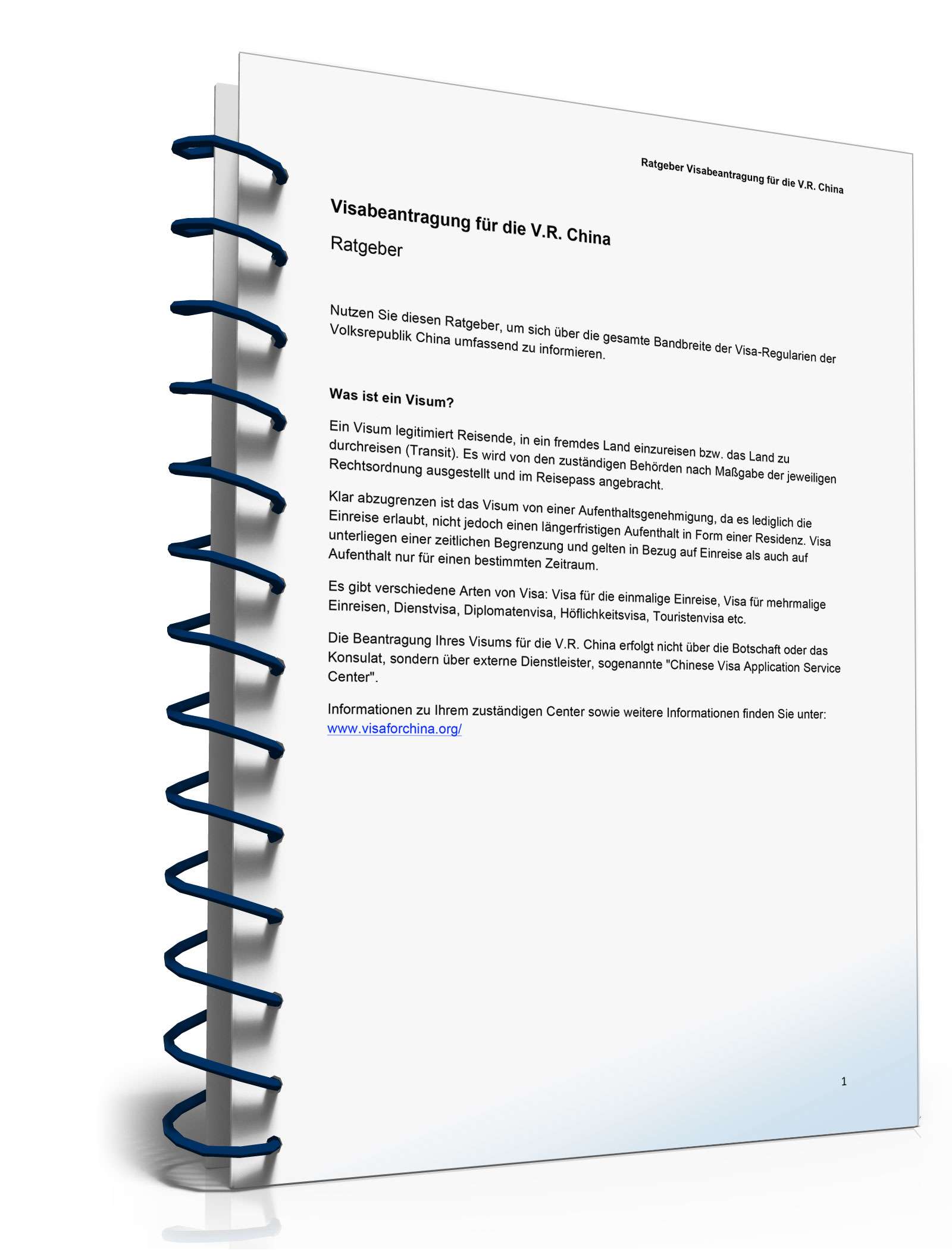Ratgeber Beantragung Visum China PDF. Seite: 2