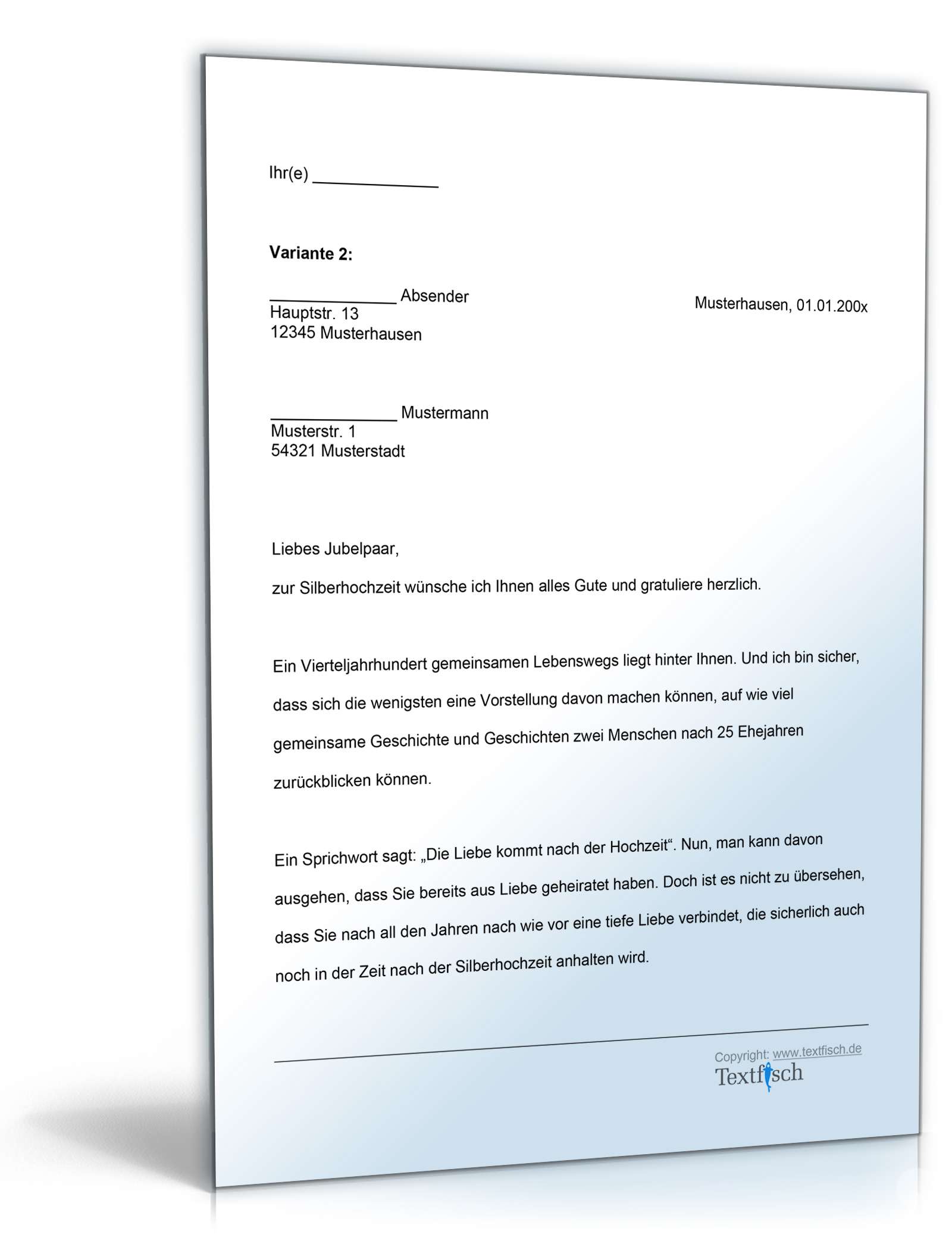 Gratulation Silberhochzeit Word. Seite: 2