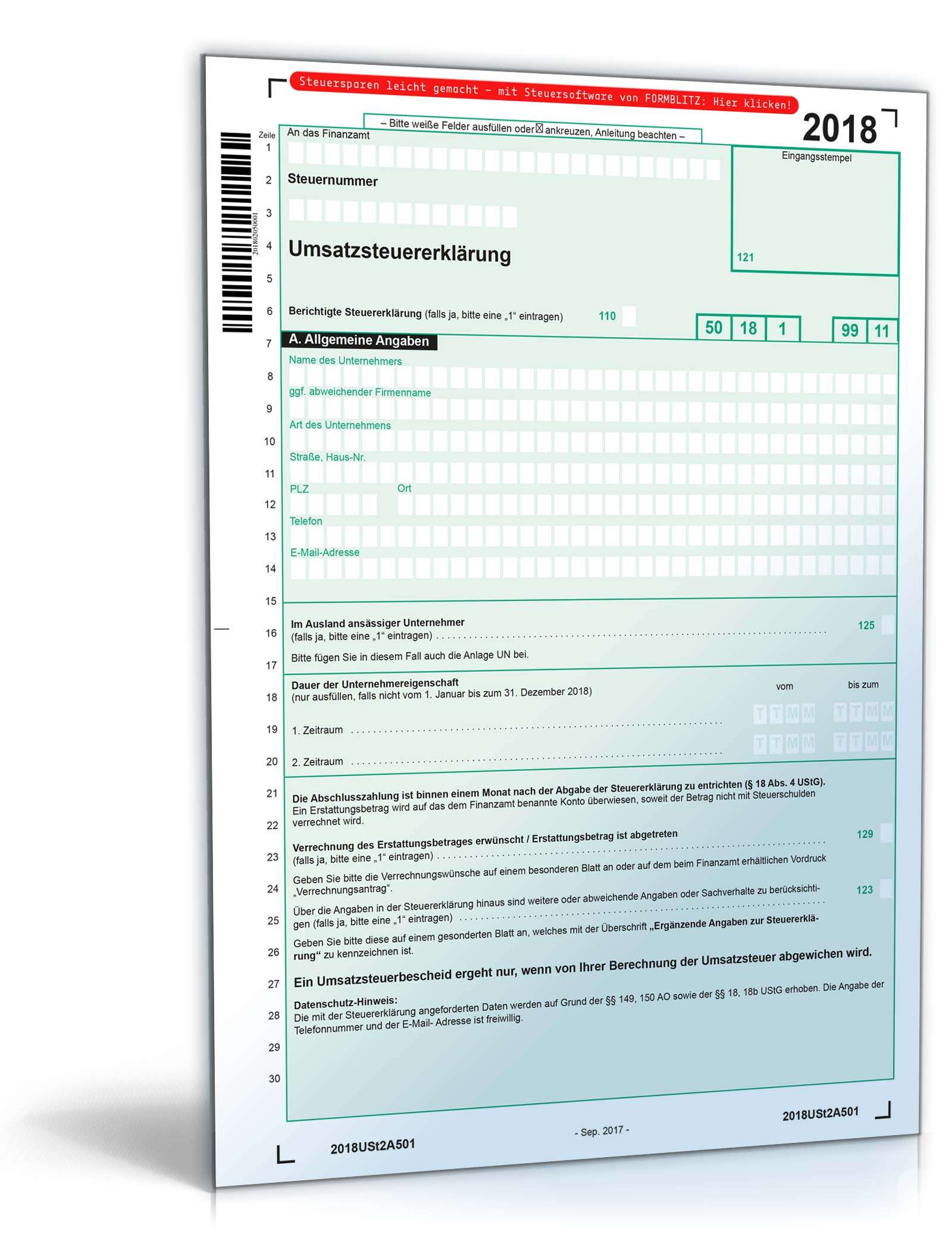 Umsatzsteuererklärung 2018 PDF