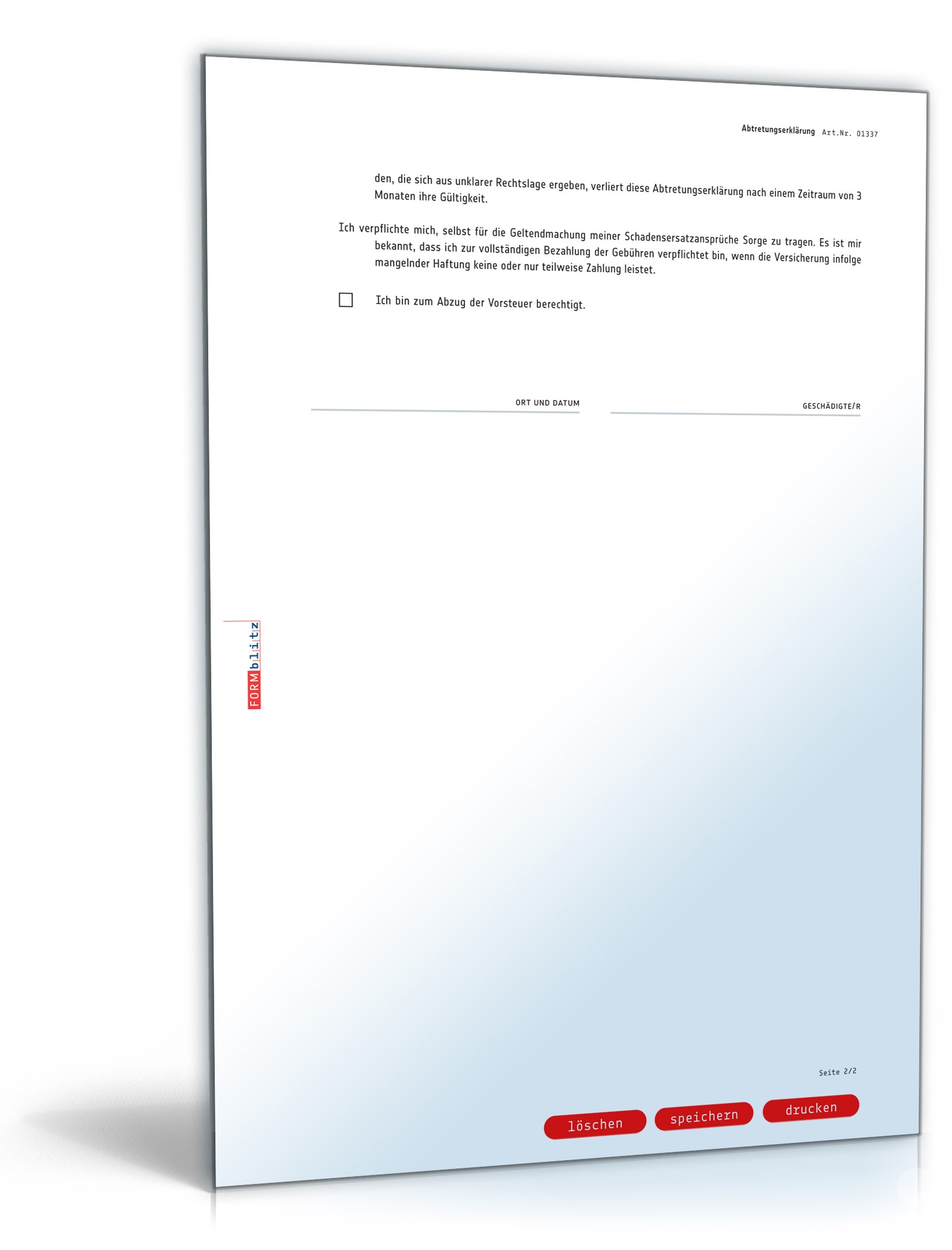 Abtretungserklärung Schadensersatzanspruch Werkstatt PDF. Seite: 2
